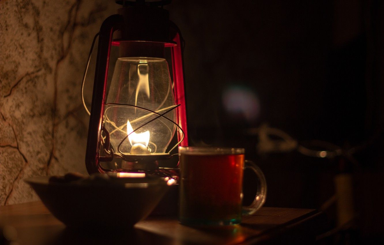Wallpaper light, glass, darkness, heat, tea, stand, kerosene lamp image for desktop, section разное