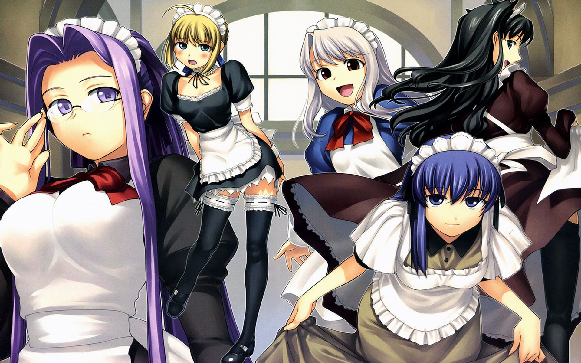 Moe in Maid Outfits, Anime Wallpaper