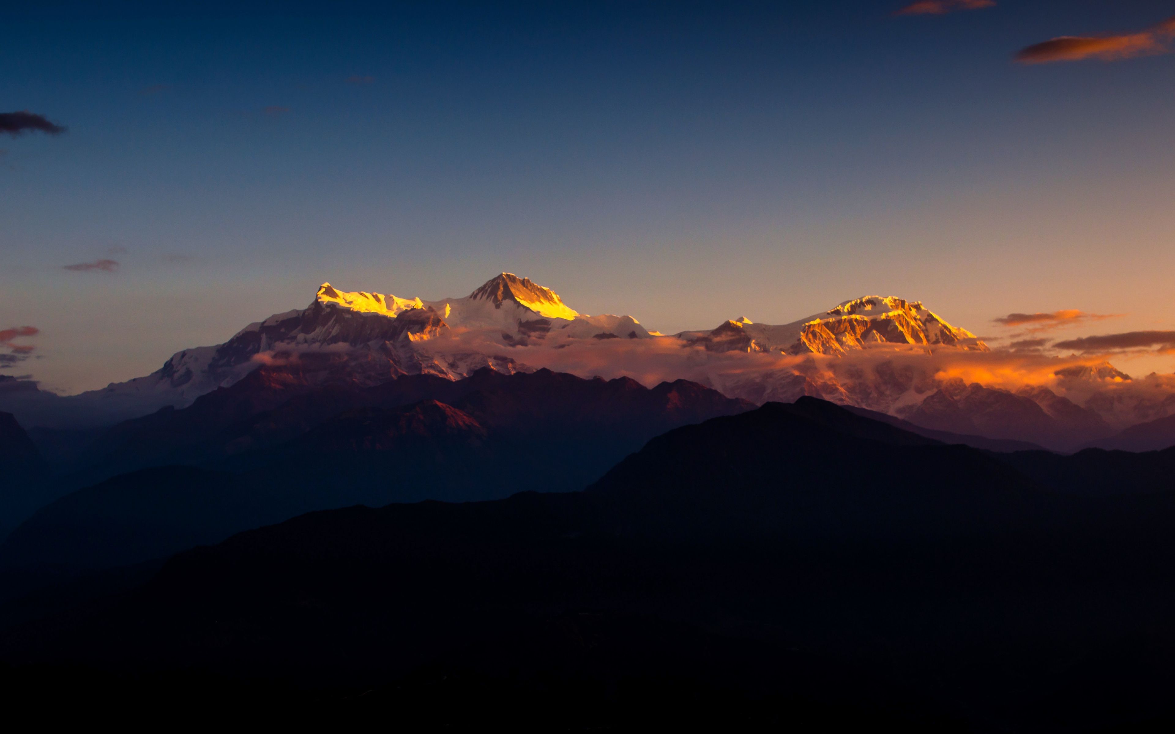 Download Clouds, sunset, Himalayas, mountain range wallpaper, 3840x2400, 4K Ultra HD 16:10, Widescreen