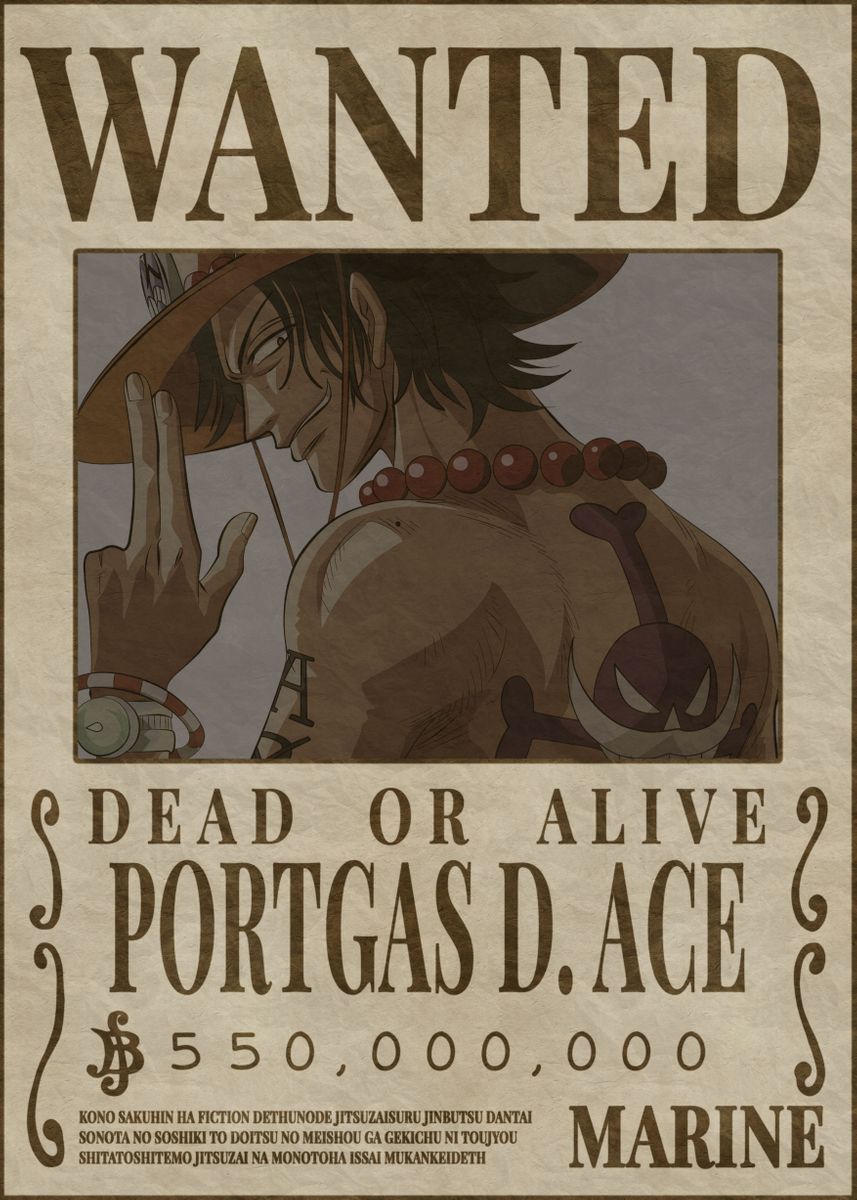 Ace Bounty Wanted Poster' Poster by Melvina Poole. Displate. One piece comic, One piece tattoos, Manga anime one piece