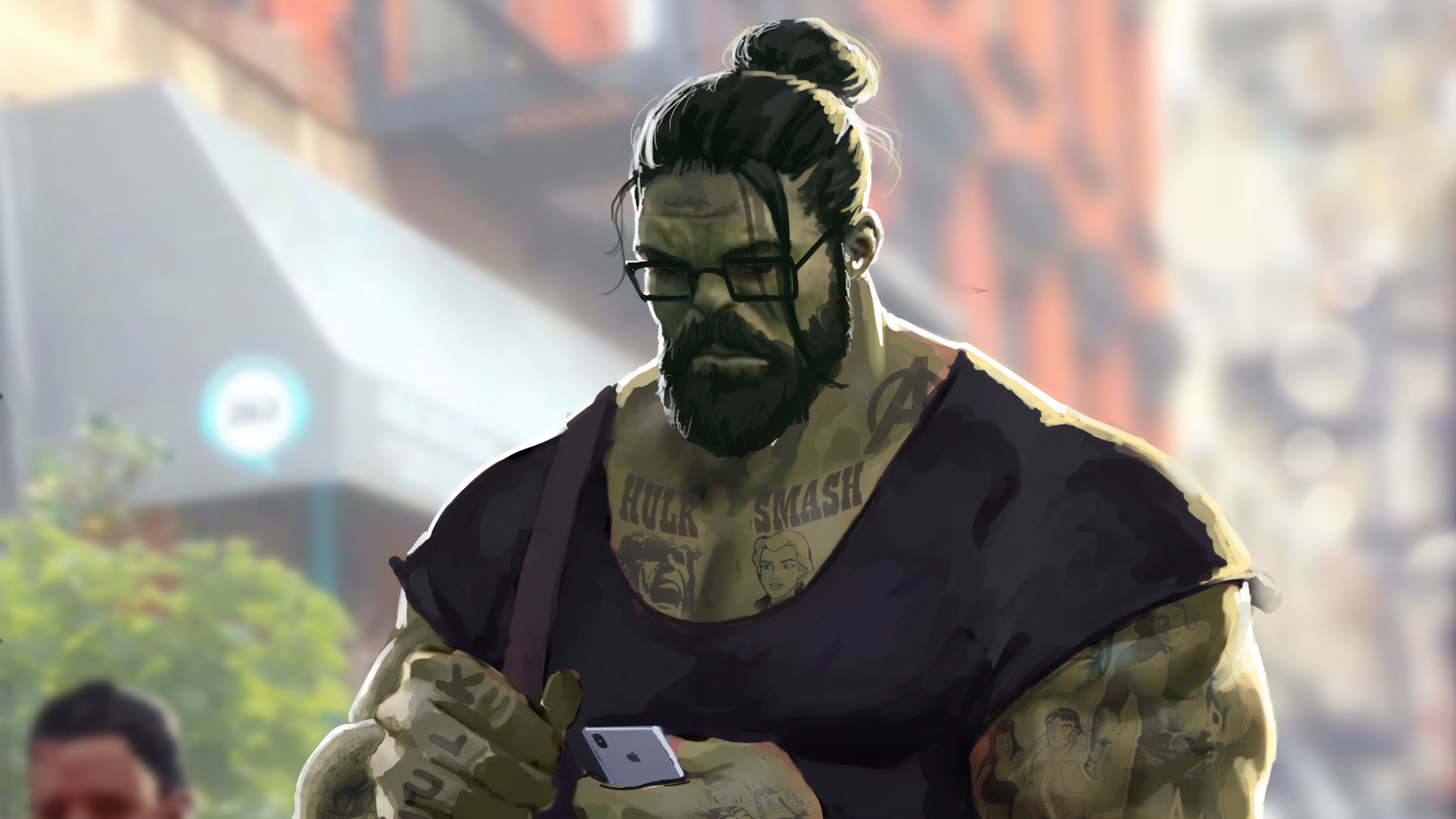 Hulk, Professor, Tattoo, Marvel, 4K wallpaper. Mocah HD Wallpaper