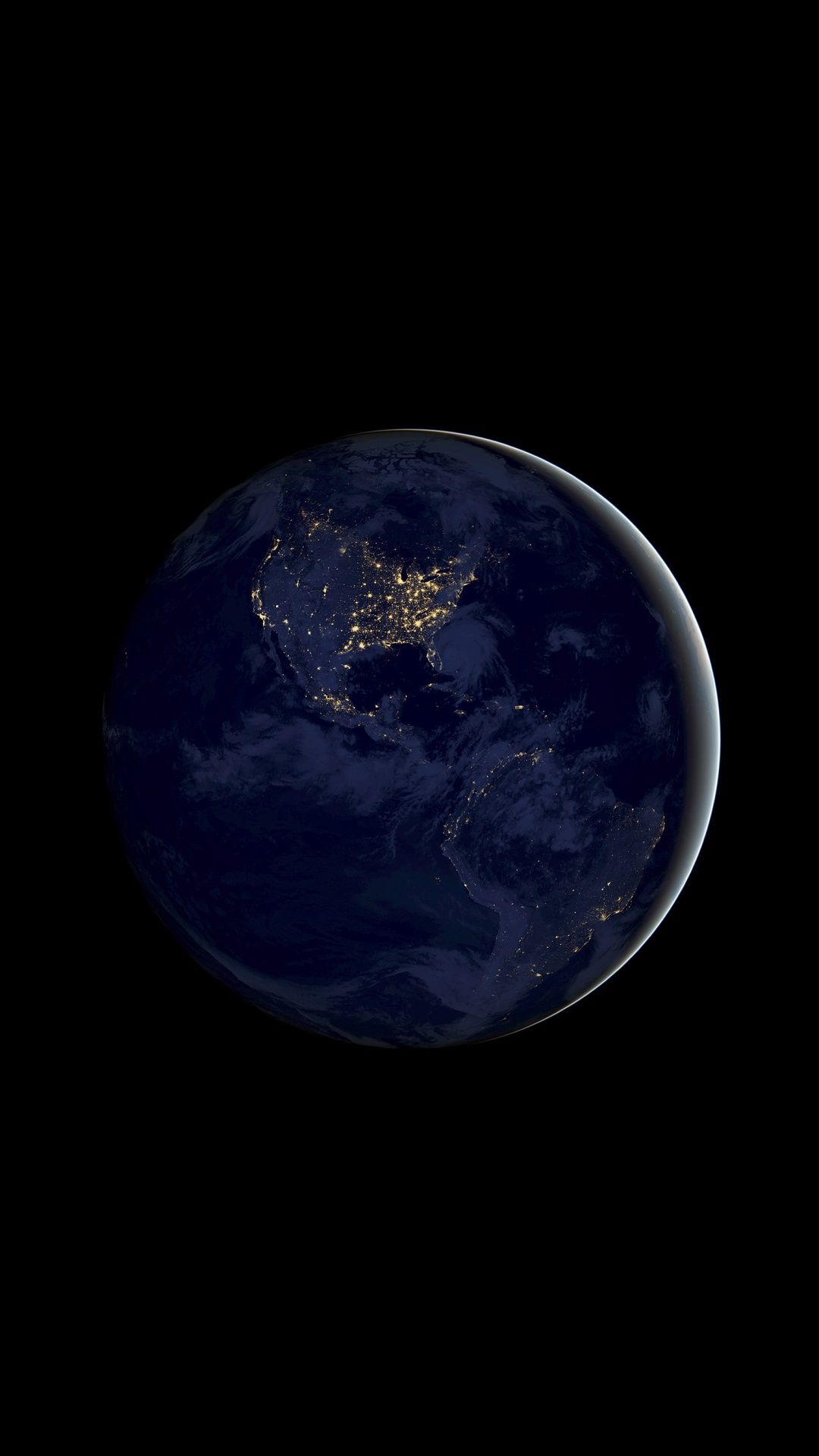 Earth 4K Wallpaper, Night, iOS Stock, Black background, iPad, Space