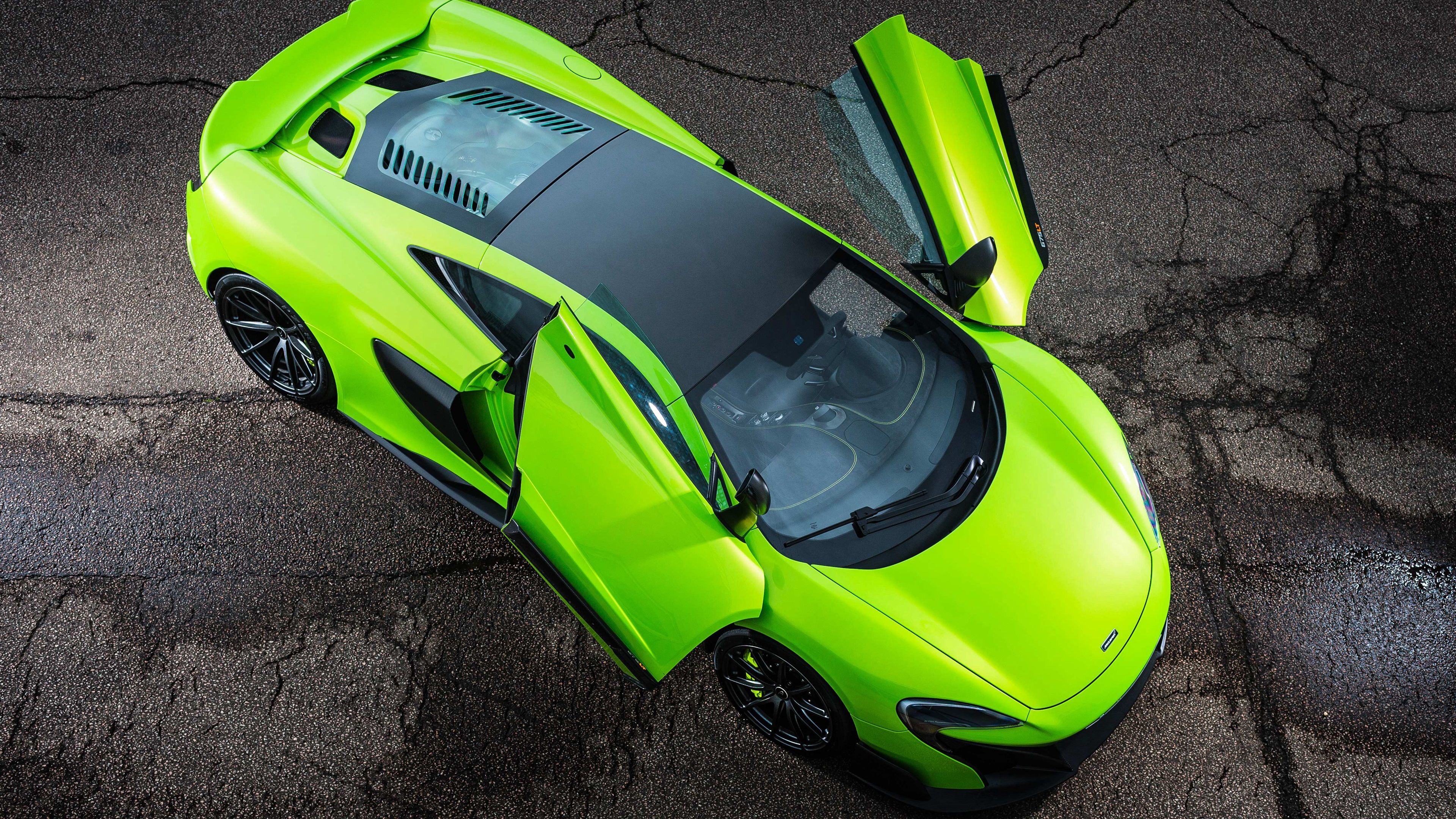 Wallpaper McLaren 675LT green supercar wings 3840x2160 UHD 4K Picture, Image