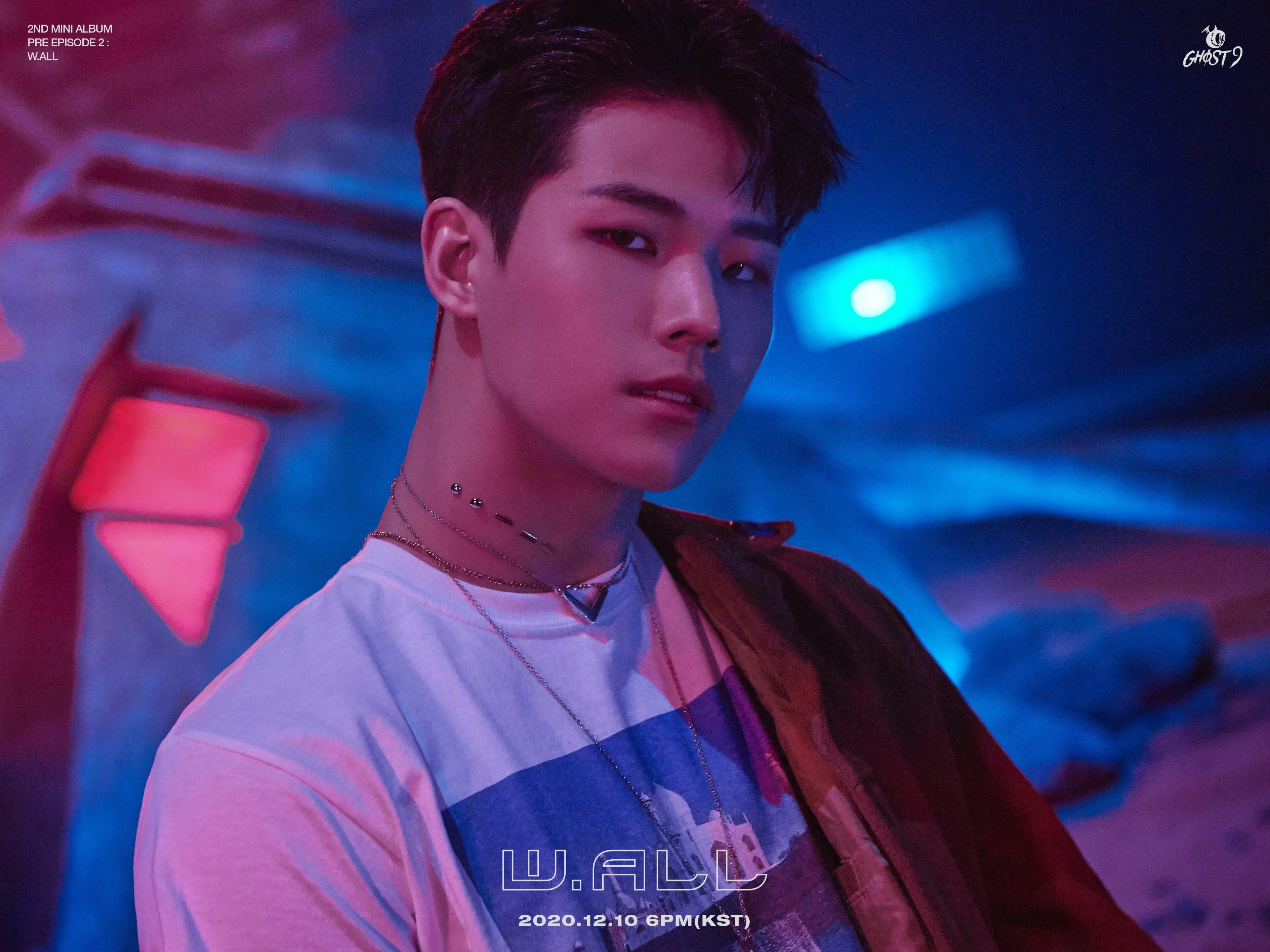 GHOST9 get hit by purple light in 'W.ALL' teaser image