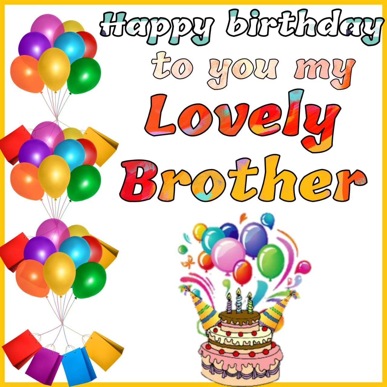 Happy Birthday Brother image with cake and balloon free download wishes image