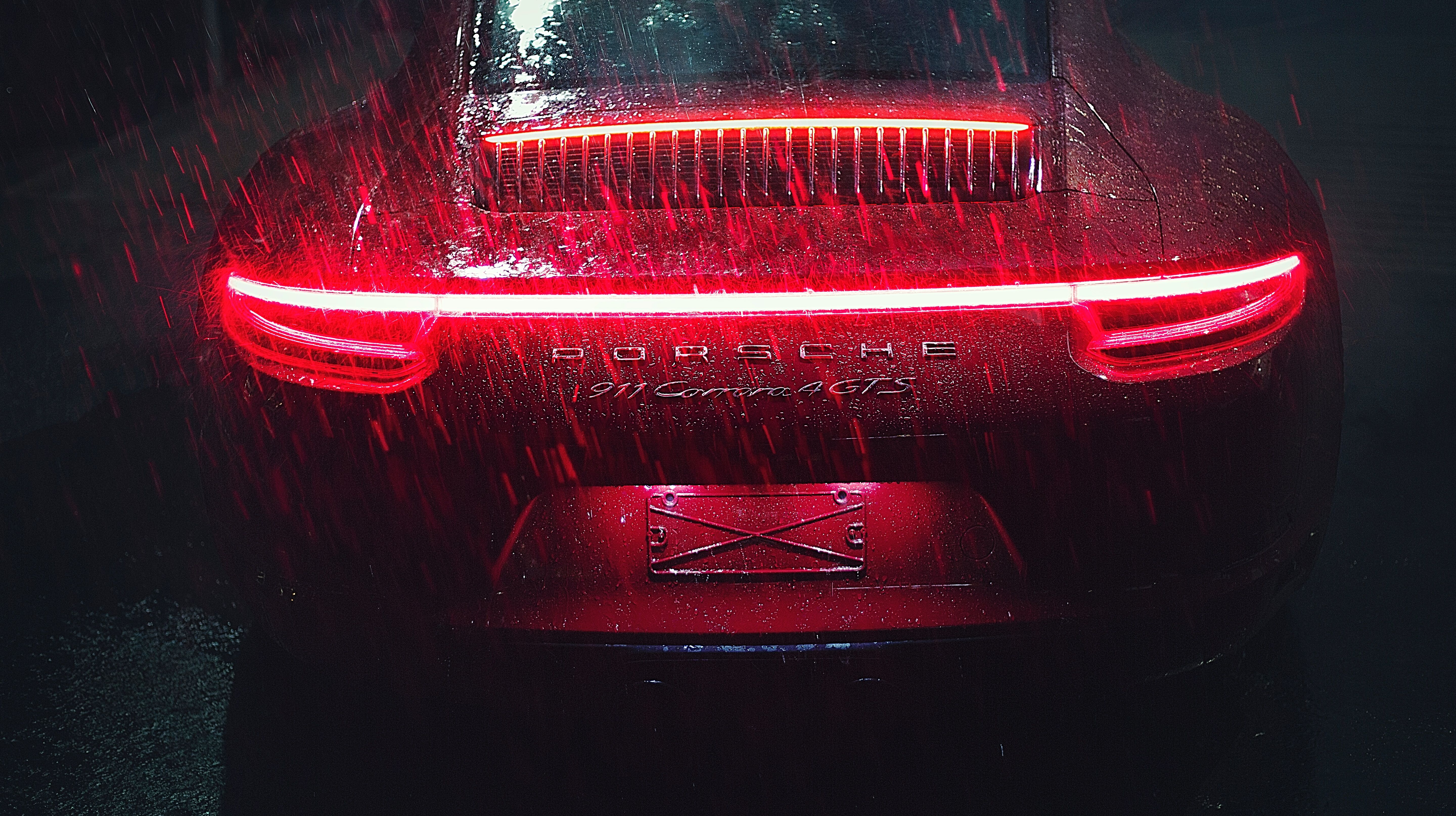 Porsche 911 Carrera Tail Light Raining, HD Cars, 4k Wallpaper, Image, Background, Photo and Picture