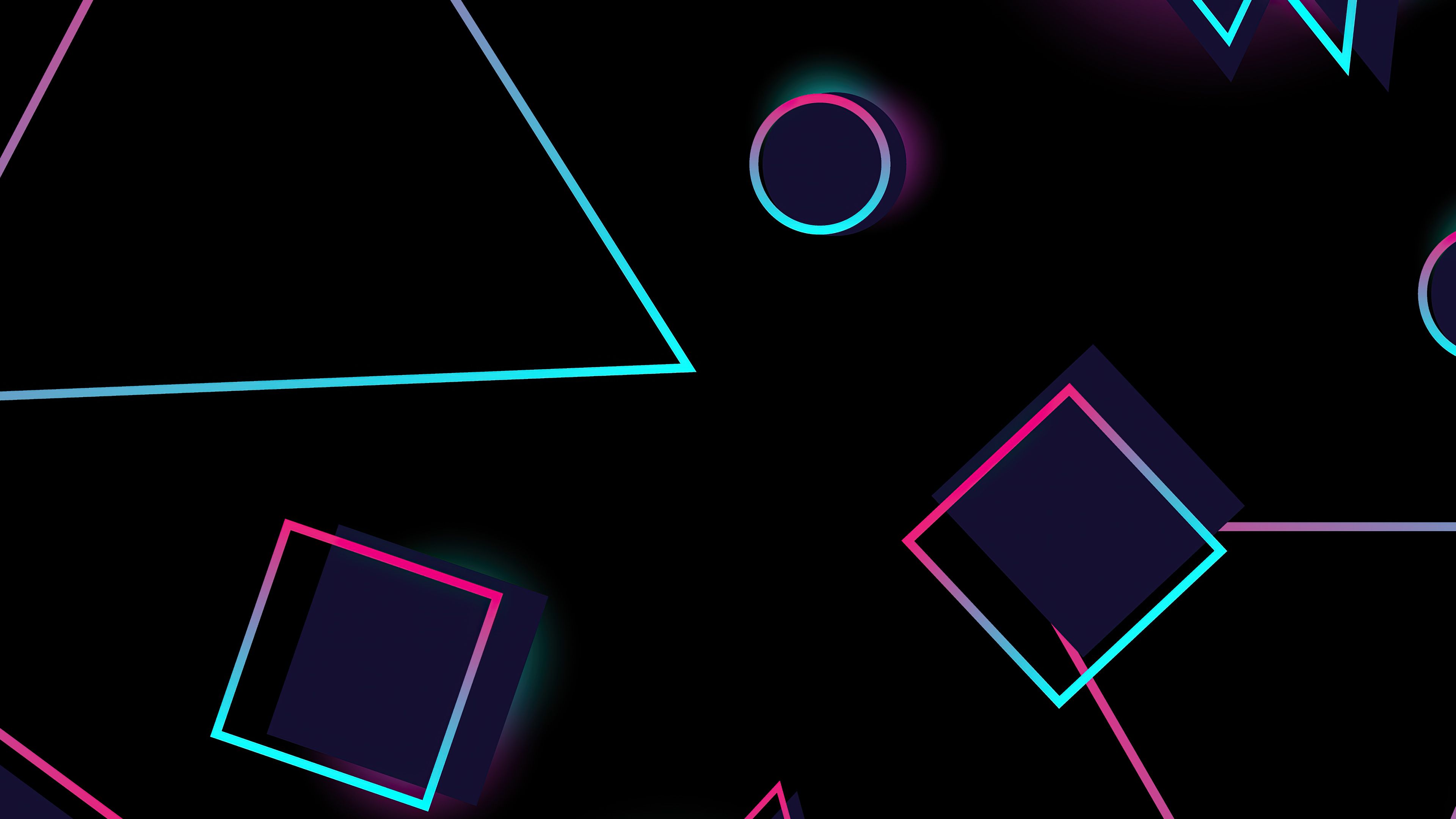 Neon Circles And Triangle 4k, HD Abstract, 4k Wallpaper, Image, Background, Photo and Picture
