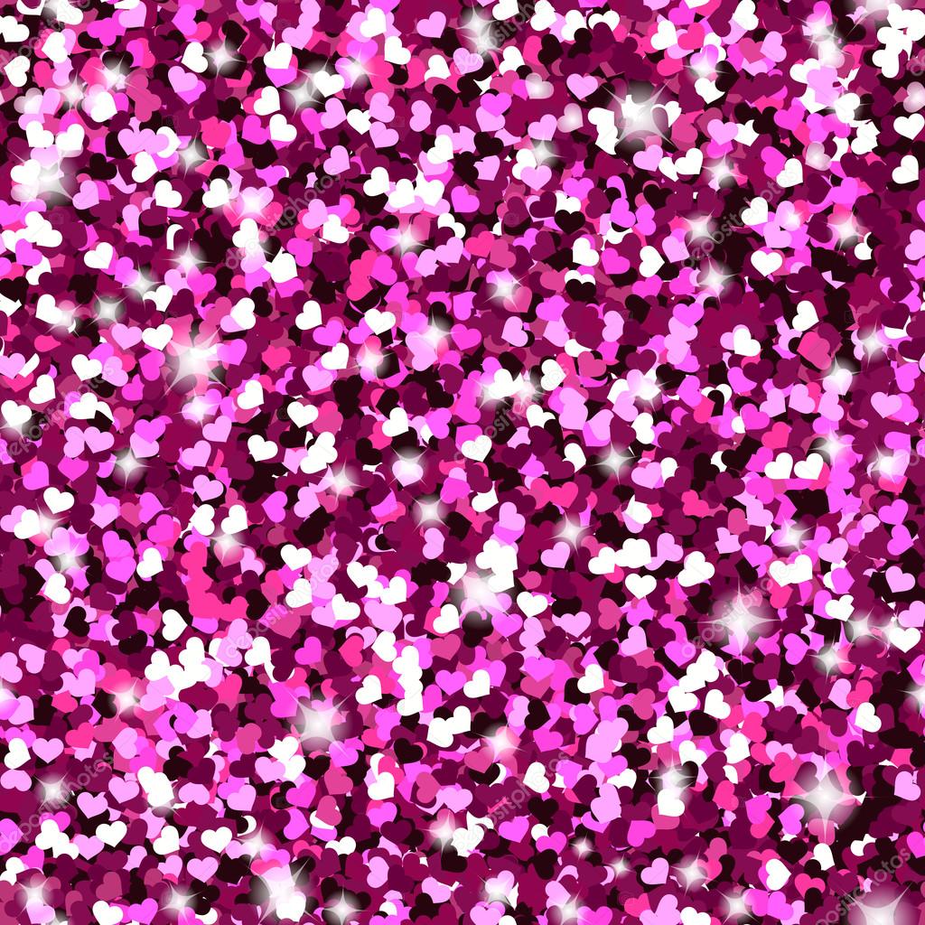 Pink Glitter Background With Hearts