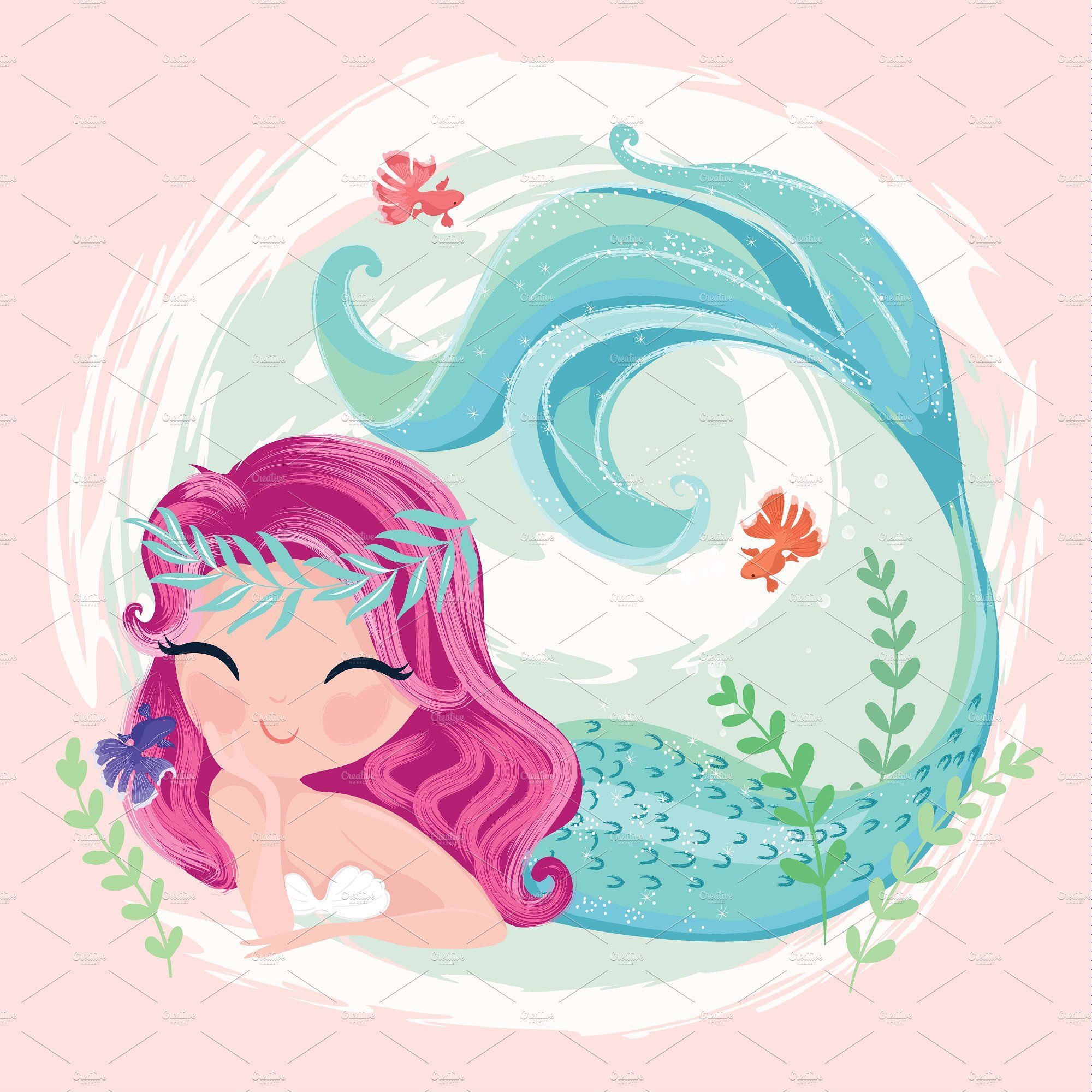Cute mermaid girl.Mermaid pattern. Mermaid wallpaper, Mermaid cartoon, Mermaid drawings