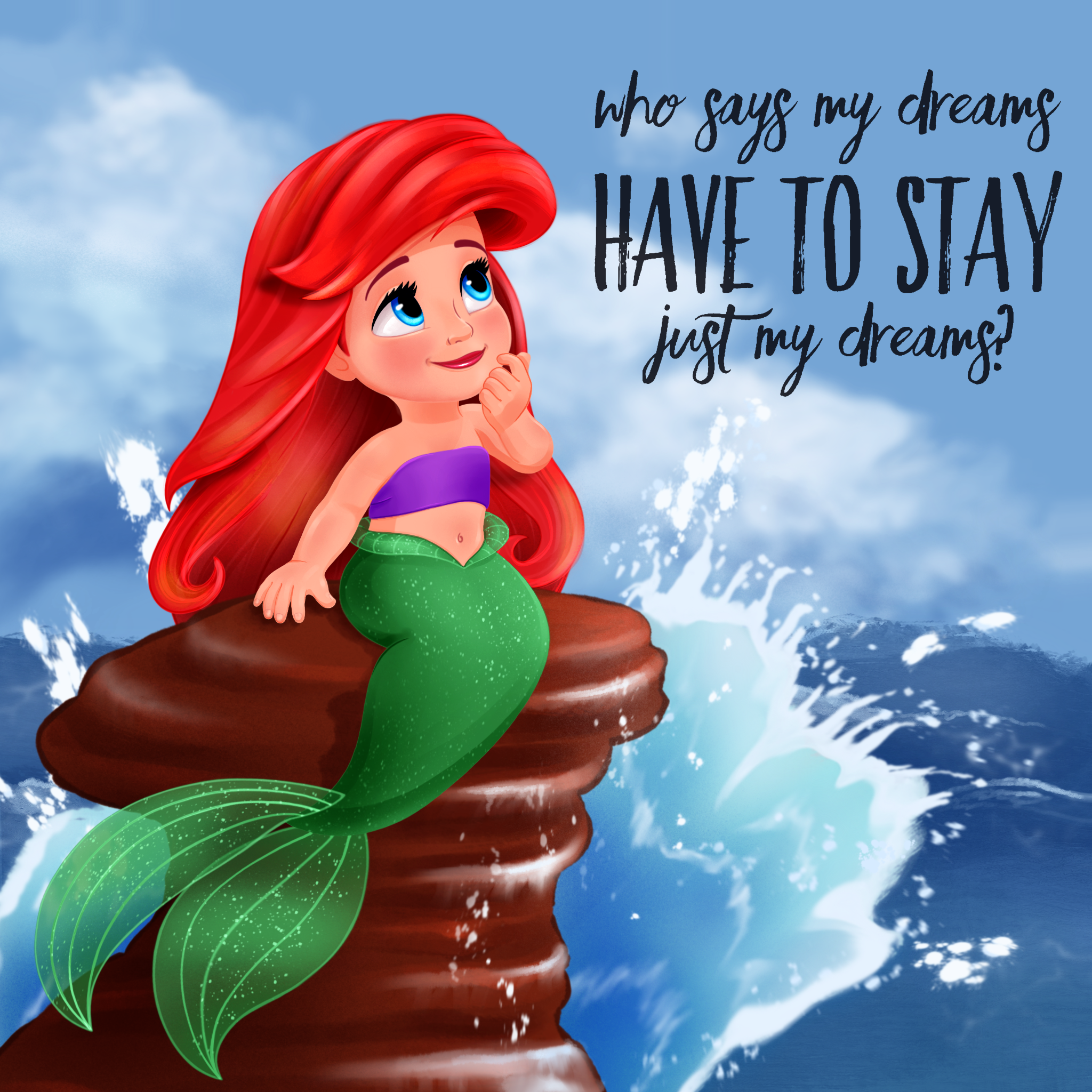 Little Ariel Dreams. Disney princess art, Ariel the little mermaid, Cute disney drawings