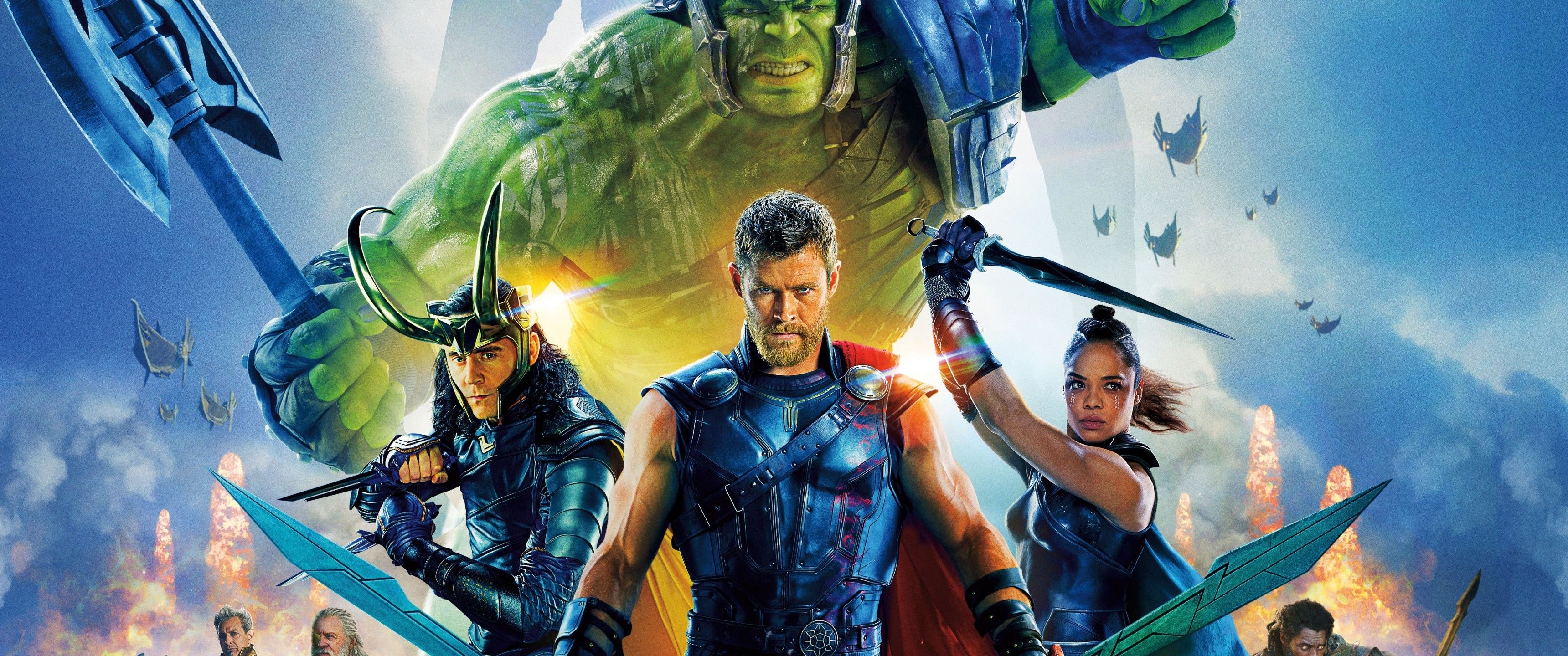 Download 3440x1440 Thor: Ragnarok, Valkyrie, Loki, Hulk Wallpaper