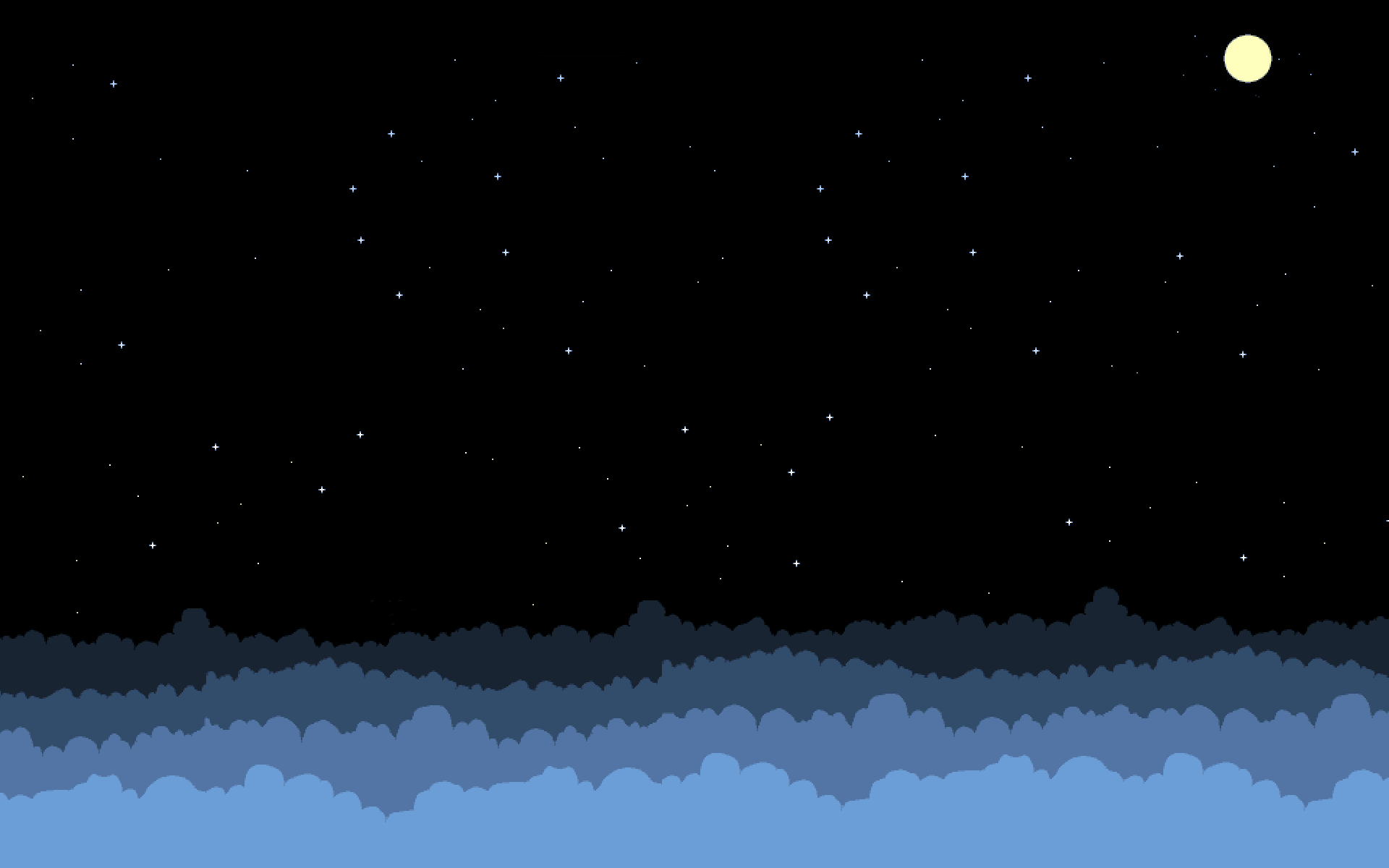 Wallpaper, pixel art, stars, Moon, clouds 1920x1200