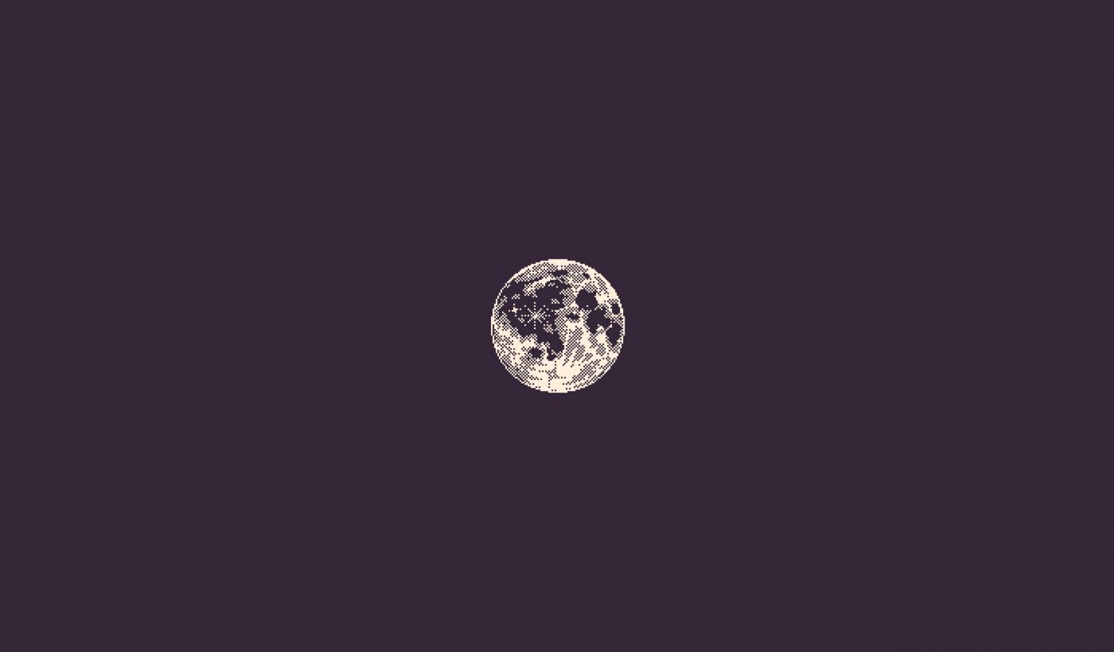 Wallpaper, Moon, pixel art, minimalism, purple background 2560x1500
