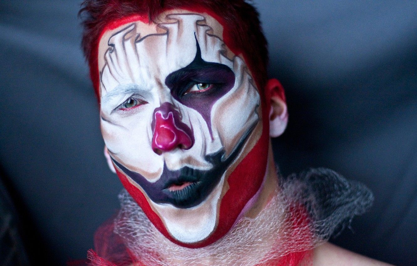 Wallpaper face, style, background, clown, makeup, Ivan Klyuchko, Valeria Malinowska image for desktop, section мужчины