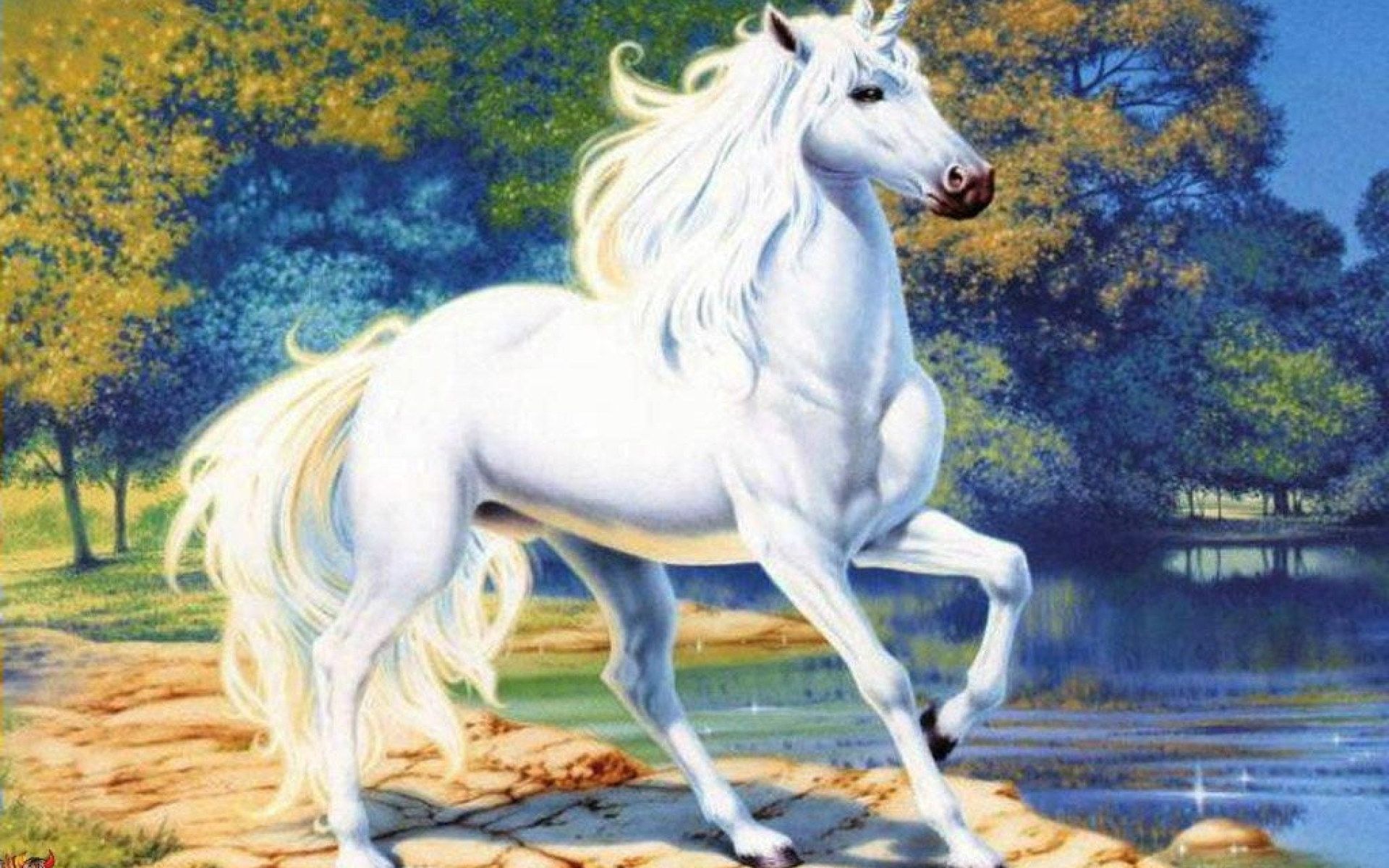 White unicorn illustration, fantasy art, animal themes, horse wallpaper • Wallpaper For You HD Wallpaper For Desktop & Mobile