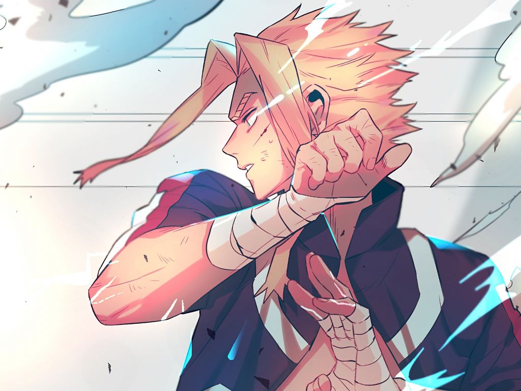 Desktop wallpaper artwork, all might, toshinori yagi, boku no hero academia, HD image, picture, background, 42f4fc
