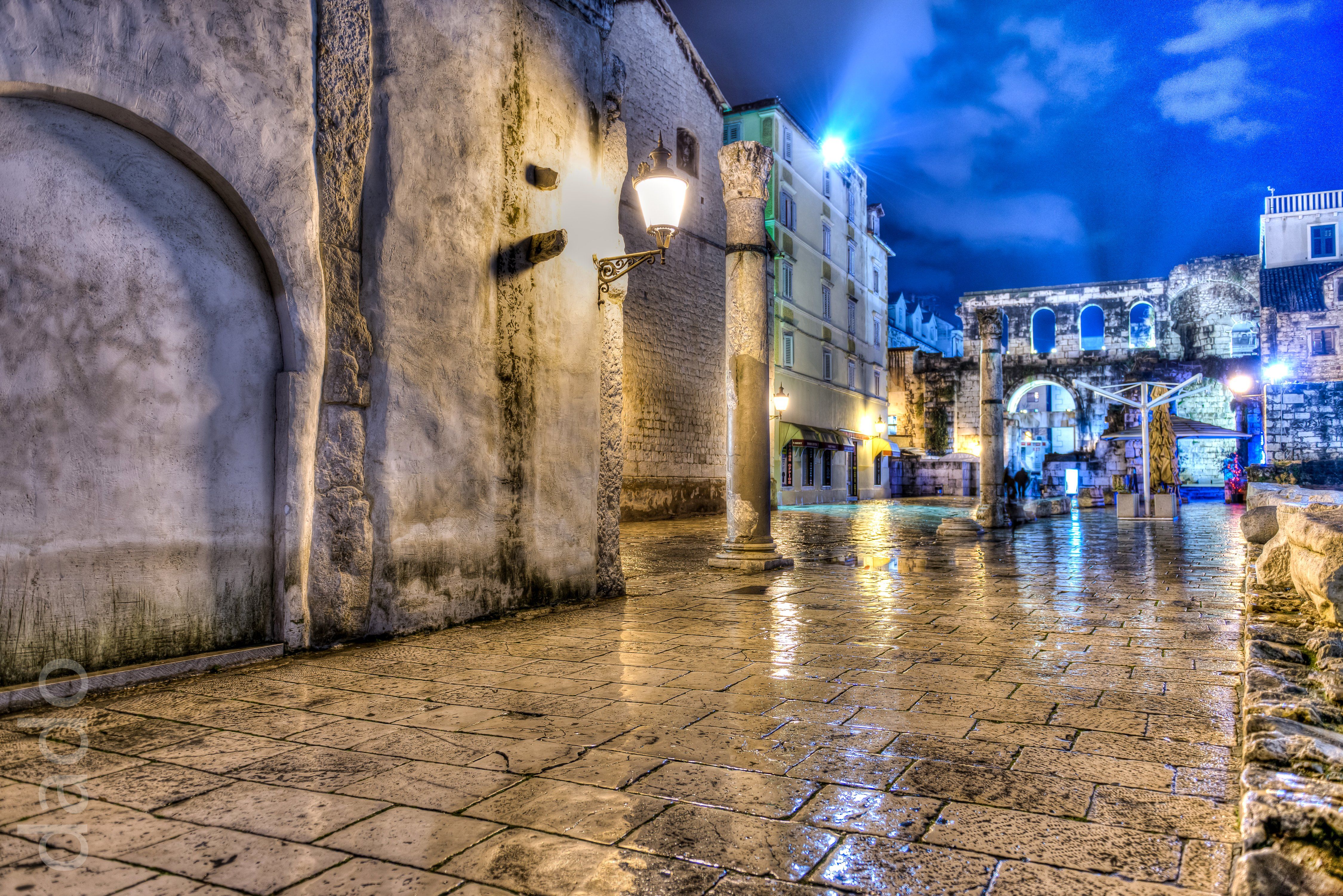 croatia, Houses, Street, Night, Street, Lights, Hdr, Split, Cities Wallpaper HD / Desktop and Mobile Background