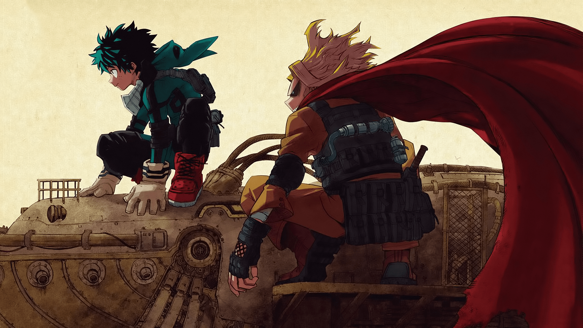 My Hero Academia Midoriya (Deku) and All Might (Yagi Toshinori) HD Wallpaper