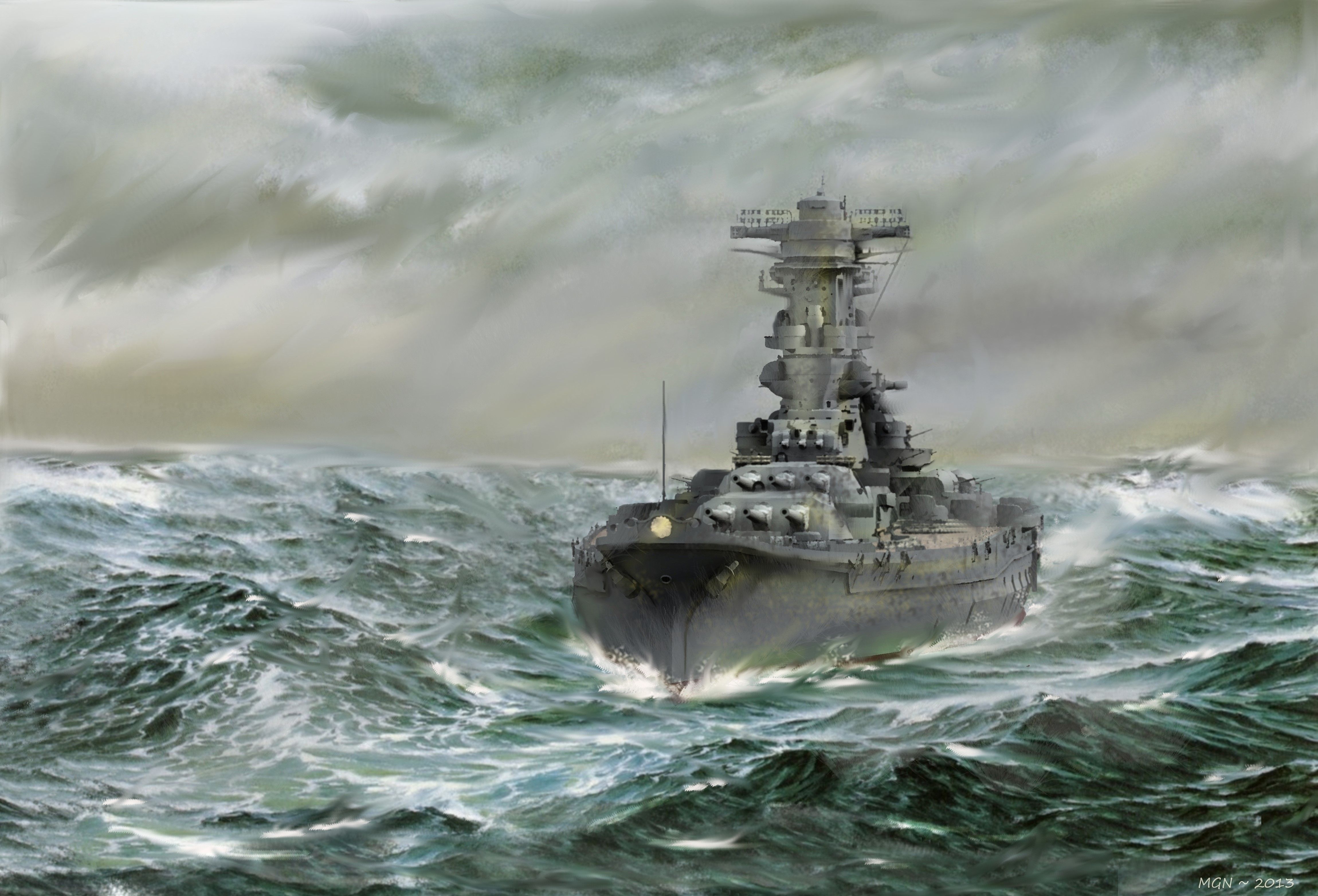 4K, Yamato, Ships, Painting Art, Sea HD Wallpaper