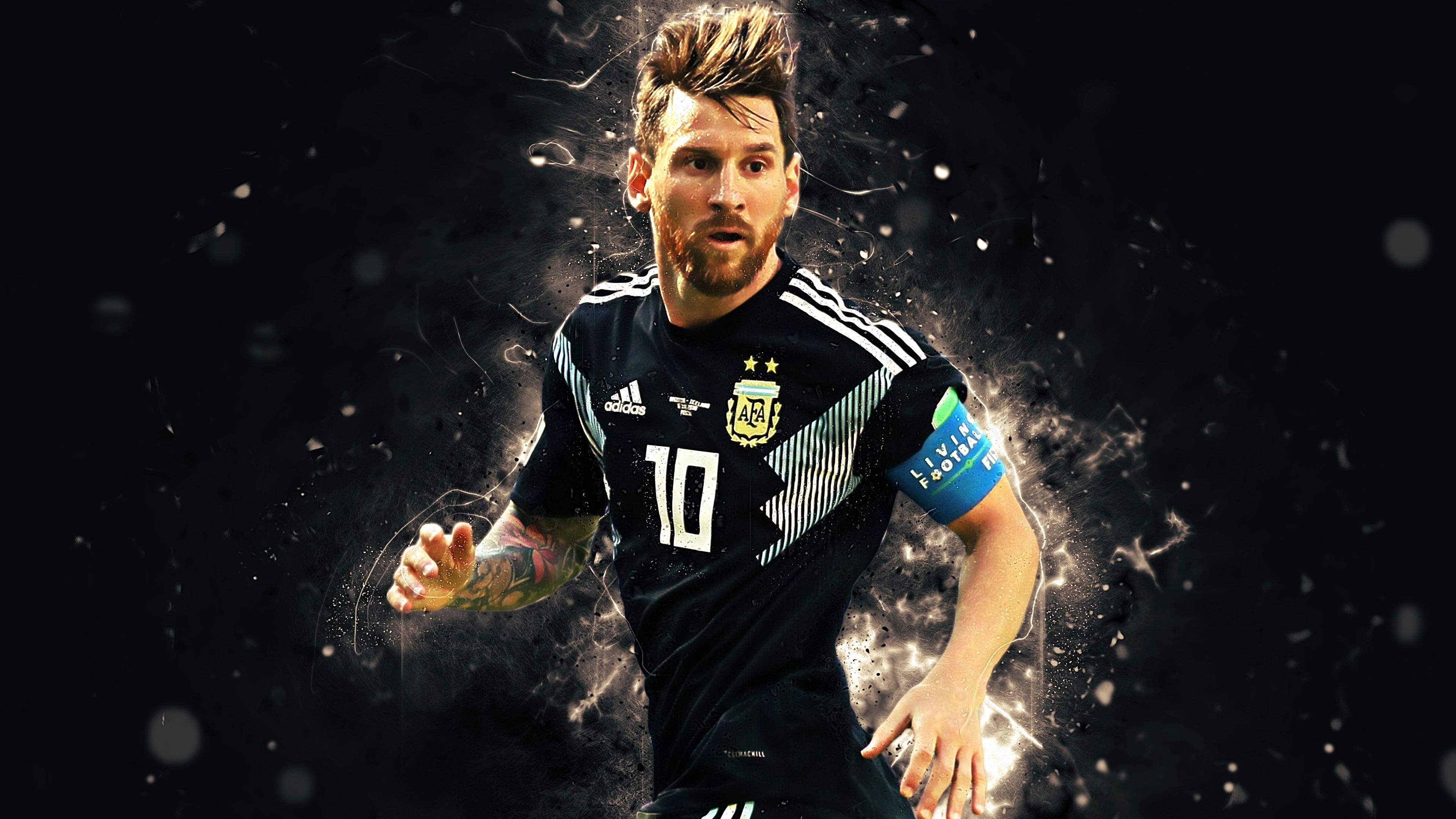 Lionel Messi Is Wearing Black Sports Dress In Black Backgrounds 4K HD Messi Wallpapers