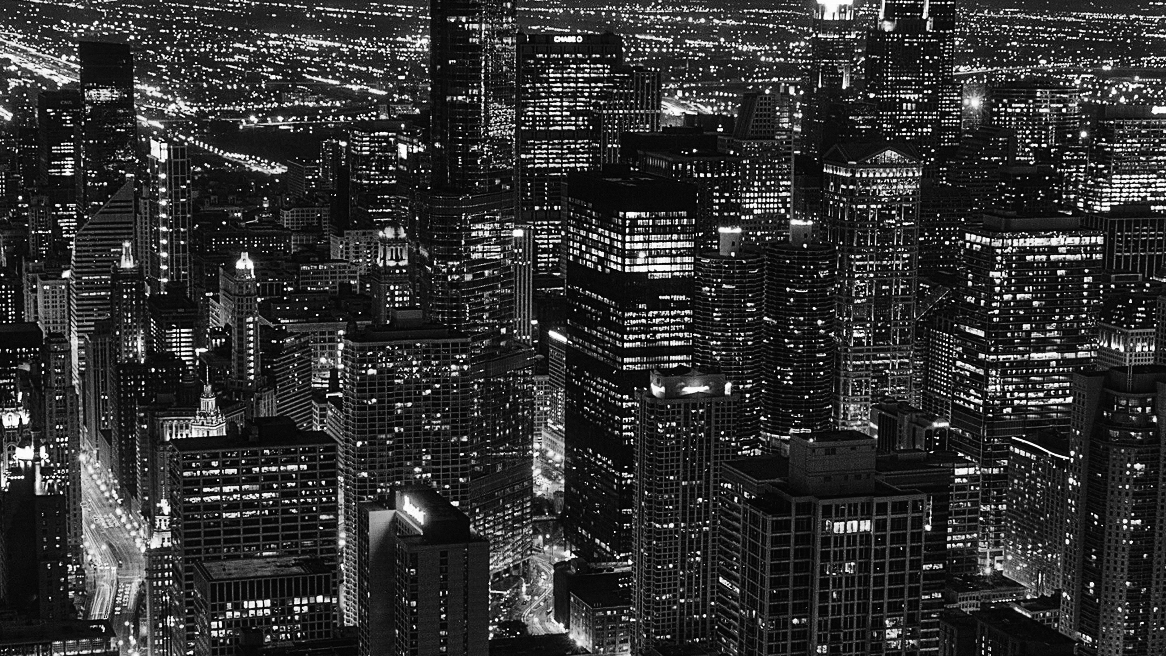 City View Night Dark Bw Wallpaper