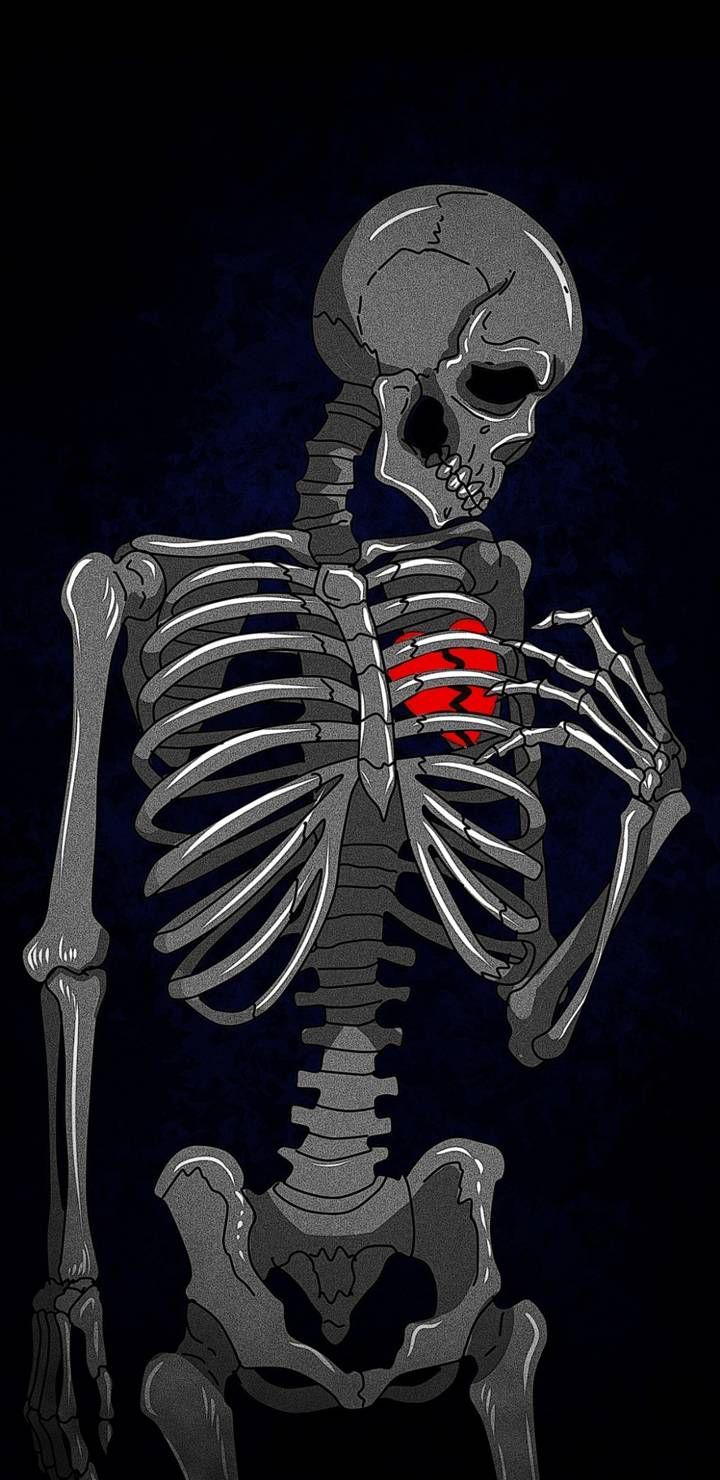 Heart Broken Skeleton iPhone Wallpaper. Broken heart wallpaper, Skull wallpaper, Heart wallpaper