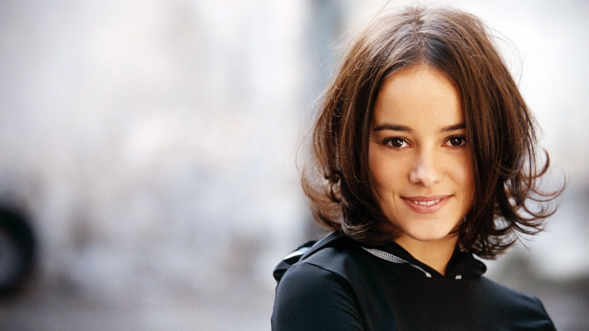 Wallpaper, Alizee, girl, smile, face, hair 1920x1080