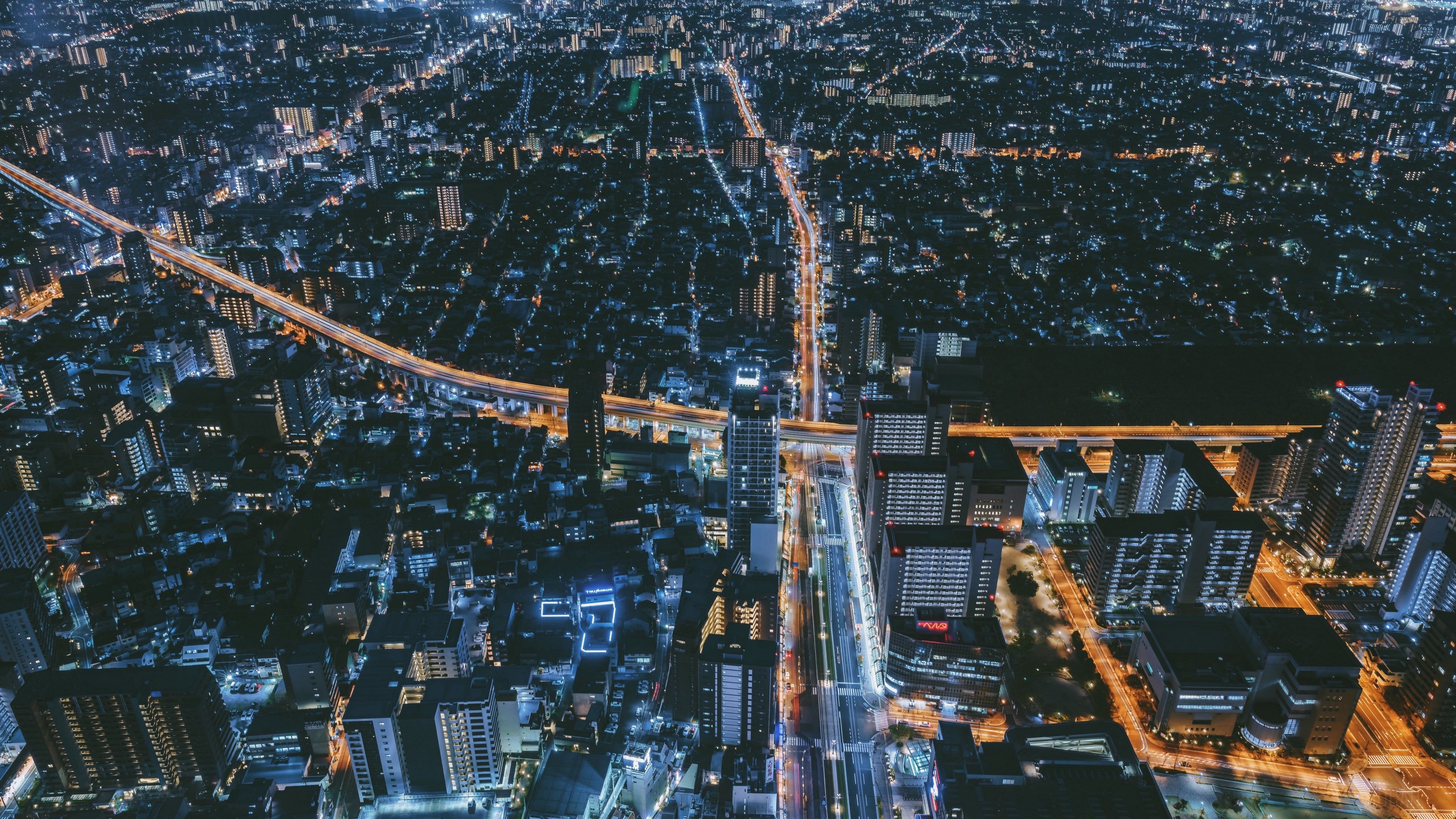 night city, top view, osaka, japan 4k wallpaper. Mocah HD Wallpaper