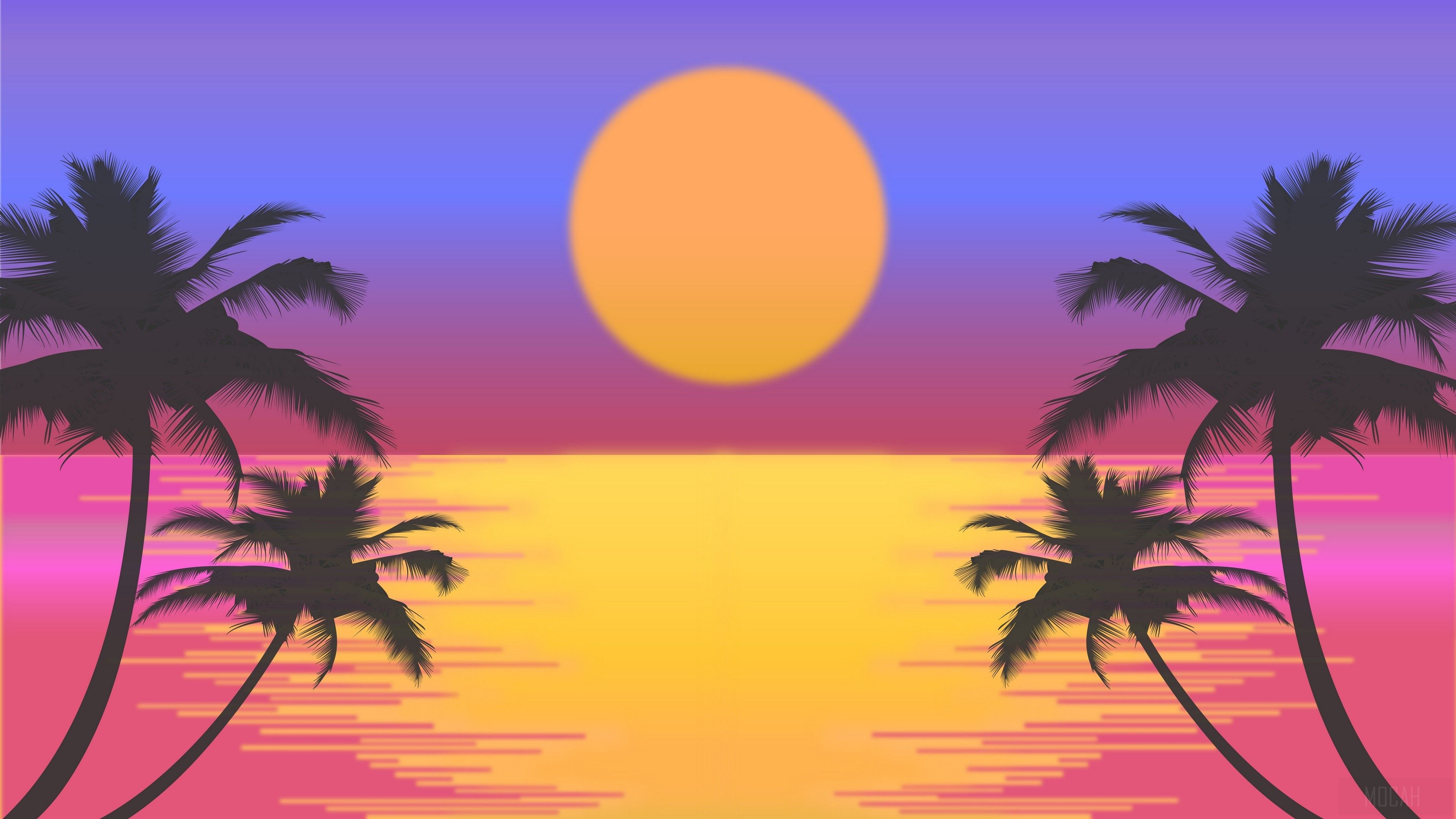 Palm Tree, Retro, Sun 4k wallpaper HD Wallpaper