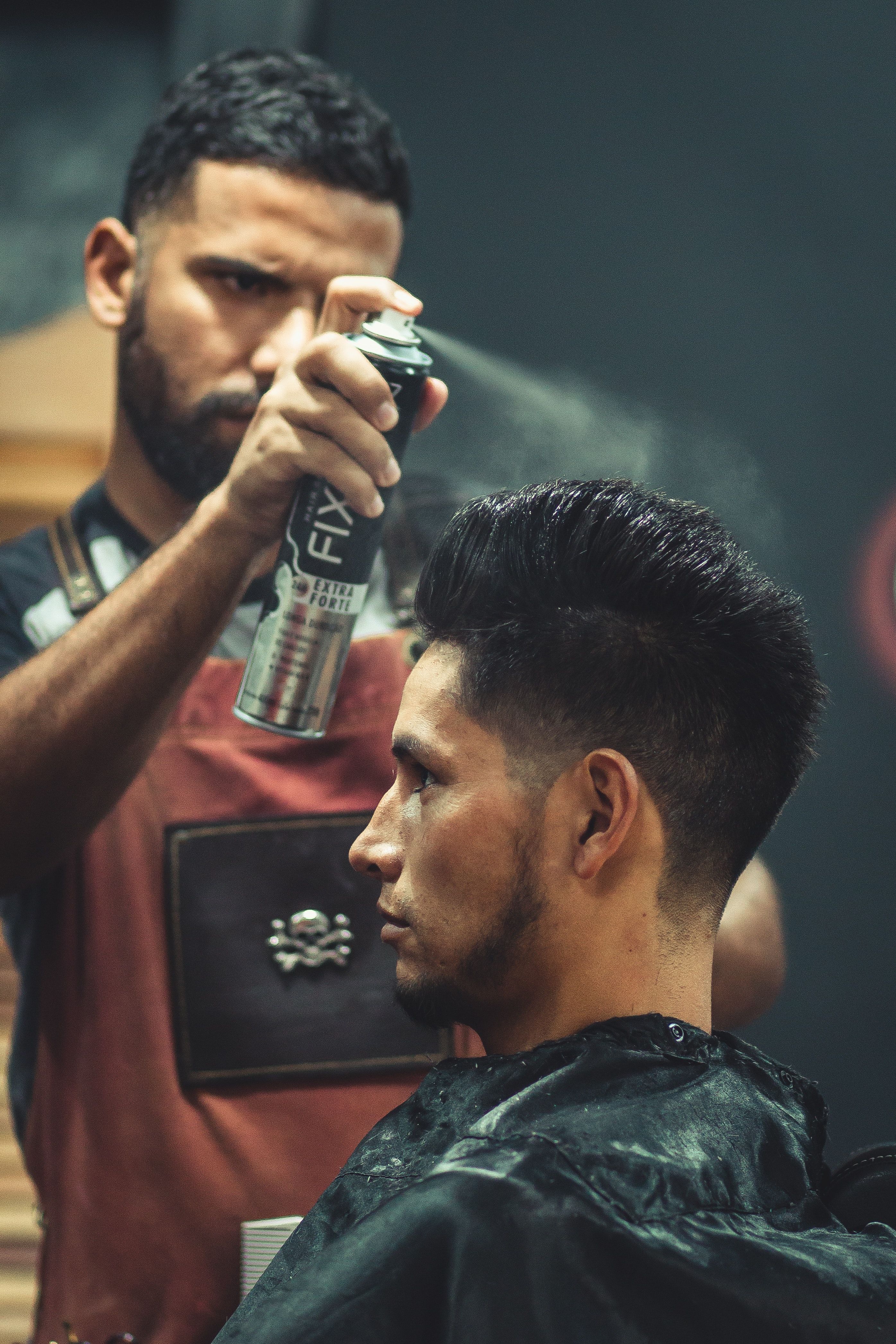 Barber Using Hair Spray · Free