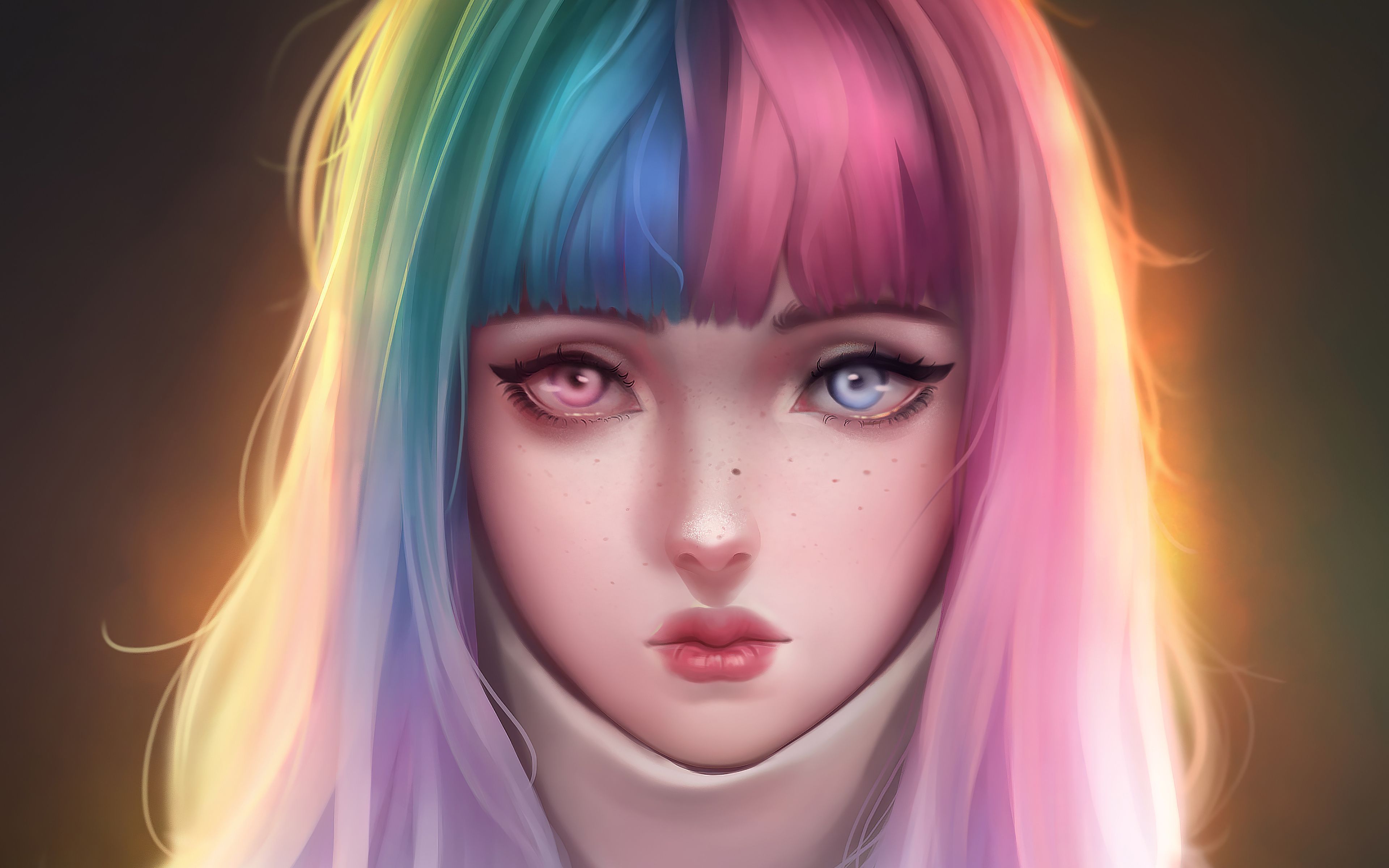 Anime Girl Colorful Hairs 4k 4k HD 4k Wallpaper, Image, Background, Photo and Picture