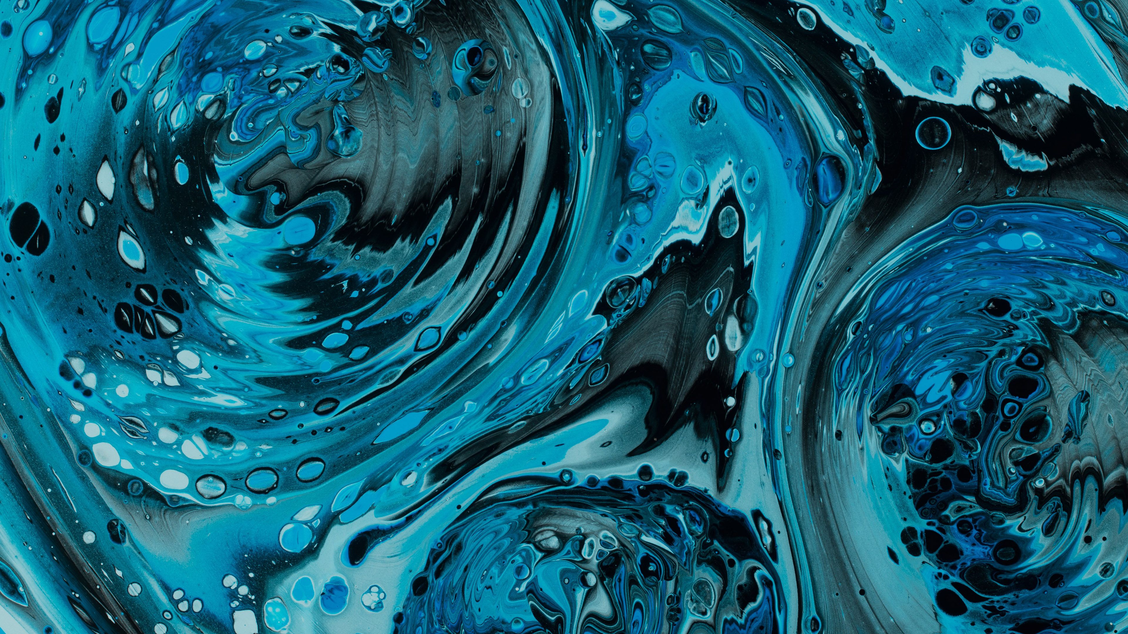 Liquie Fluid Art Stains Distortion Blue Paint 4K HD Abstract Wallpaper