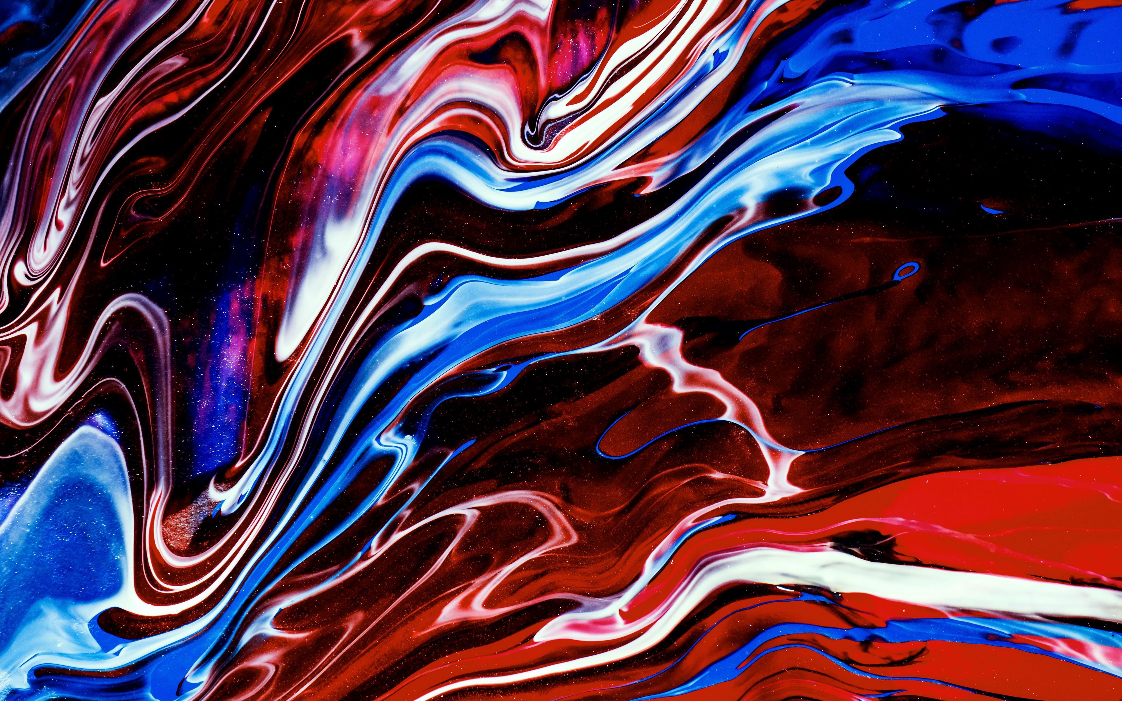 Download wallpaper 3840x2400 paint, fluid art, stains, liquid, colorful, blue, red 4k ultra HD 16:10 HD background