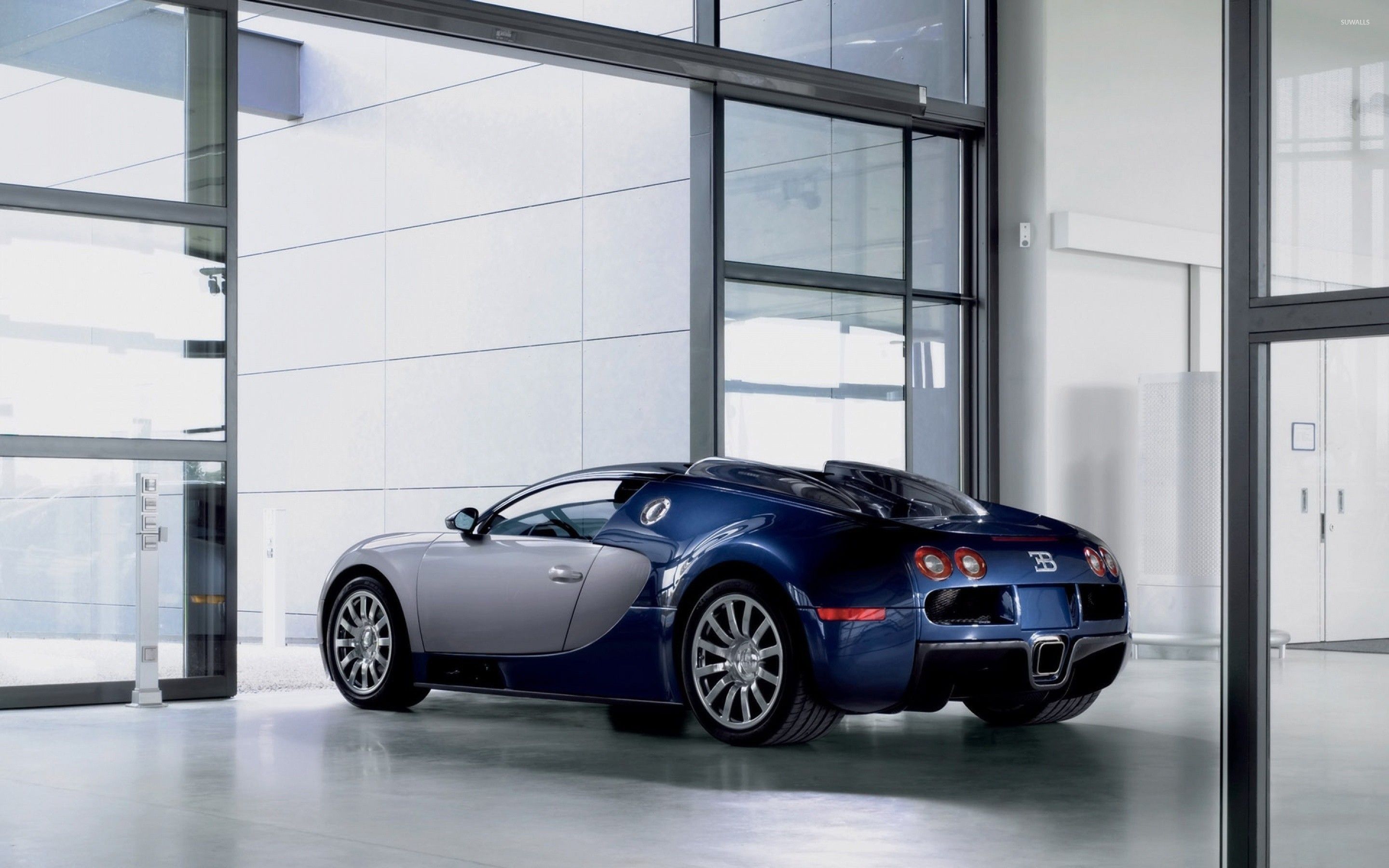 Bugatti Veyron in a showroom wallpaper wallpaper