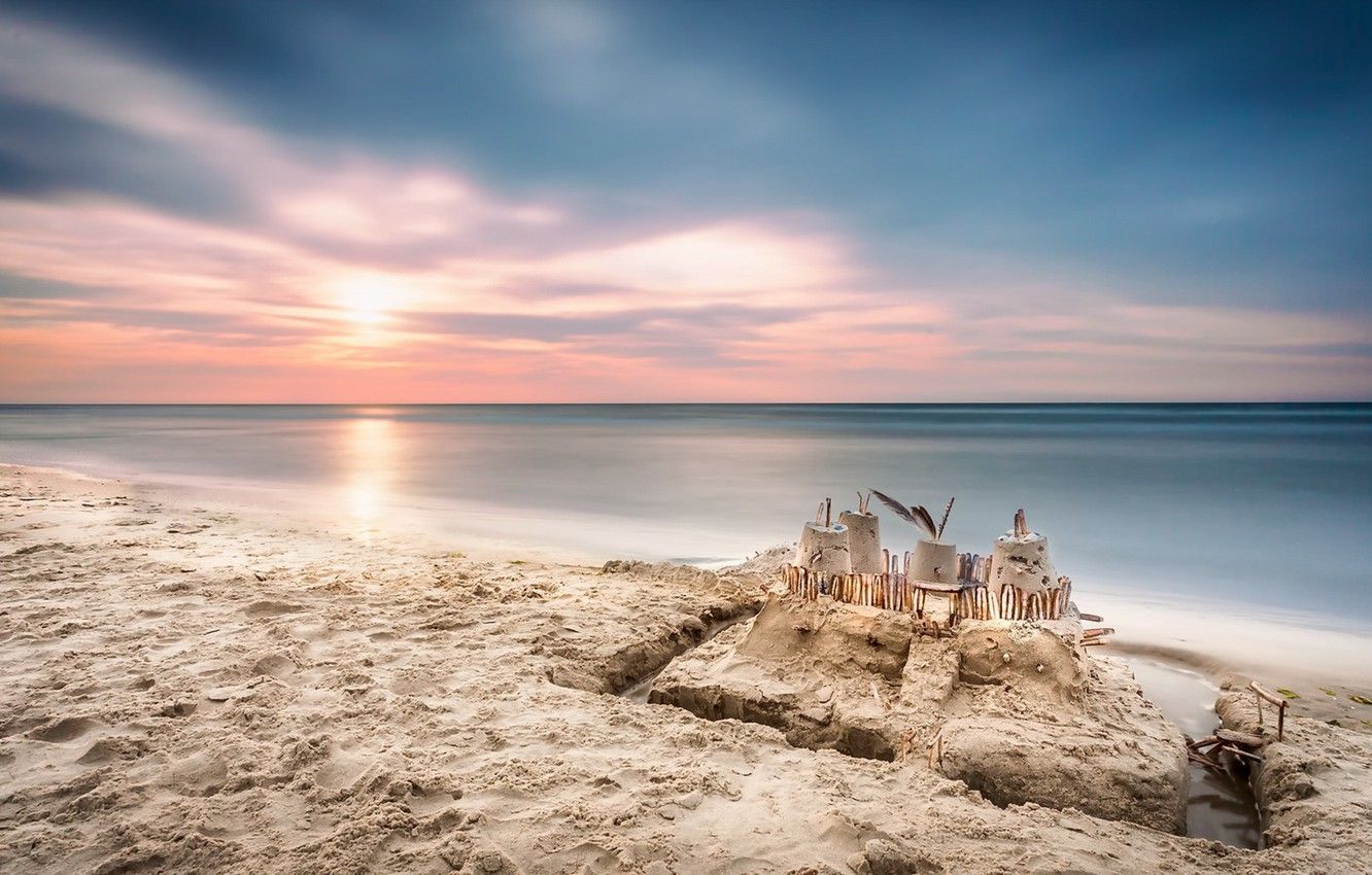 Wallpaper sand, sea, beach, castle image for desktop, section город