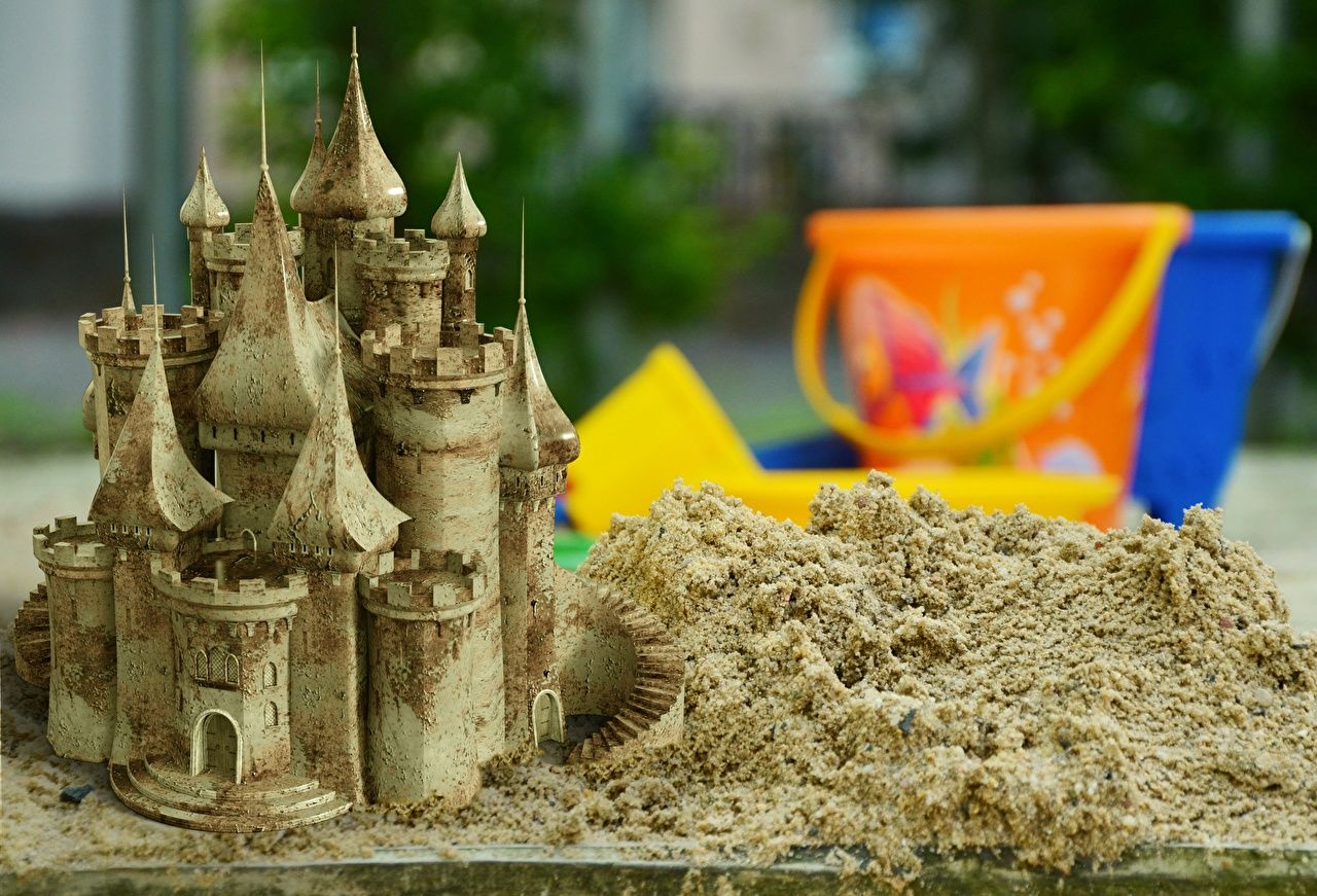 Desktop Wallpaper castle 3D Graphics Sand Closeup