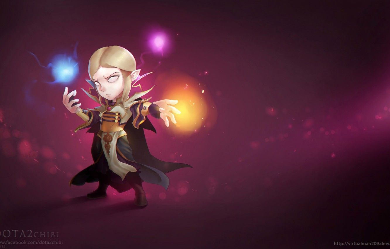 Wallpaper art, chibi, Dota 2, Carl, Invoker image for desktop, section игры