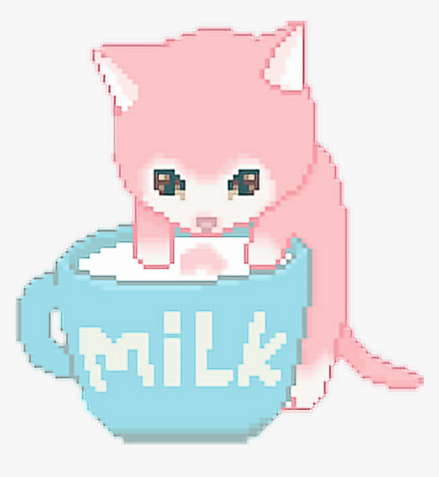 cute #kawaii #pixel #pastel #cat #kitty #milk #kitten Cat Png Gif, Transparent Png, Transparent Png Image