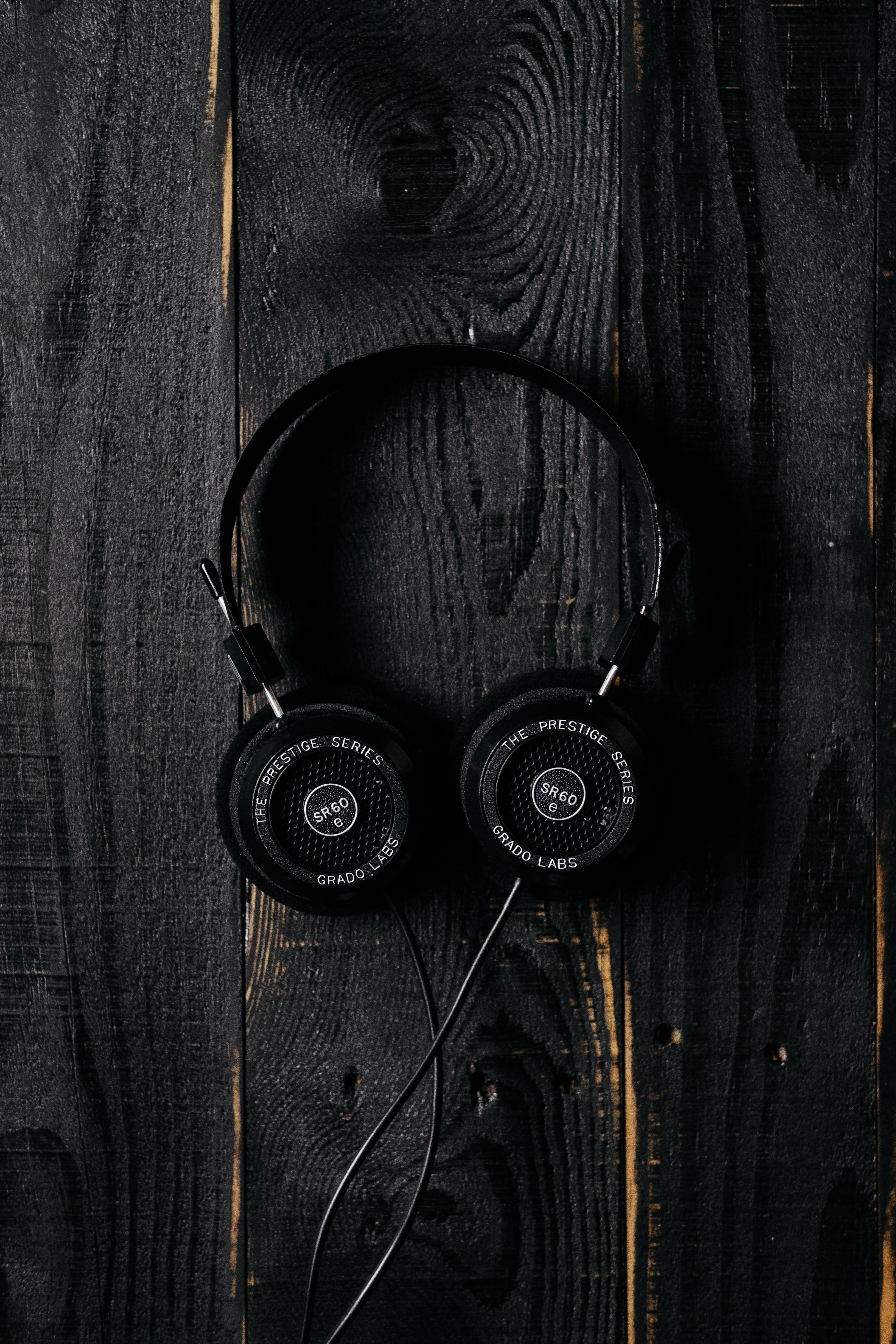 black corded headphones #headphones #surface #wooden #dark K #wallpaper #hdwallpaper #desktop. iPhone wallpaper music, Technology wallpaper, Black headphones