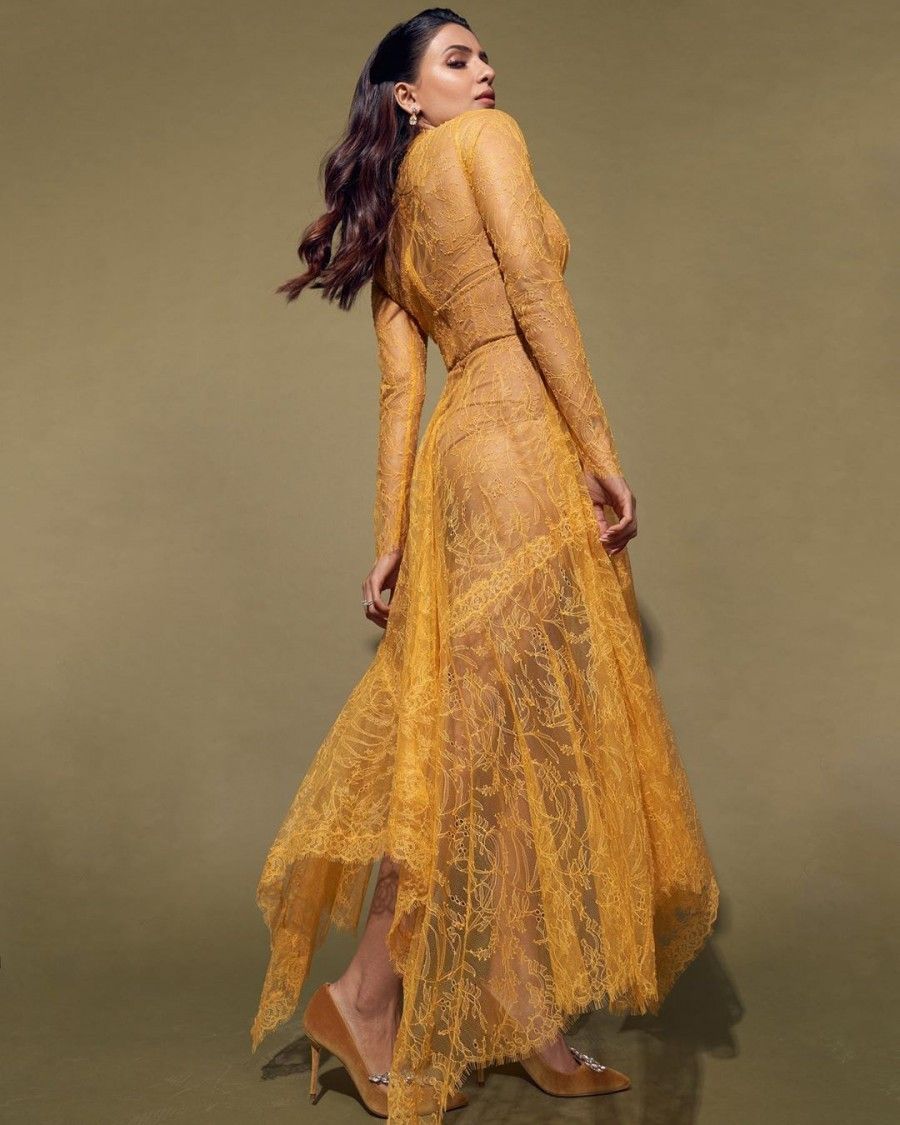Samantha Looking Hot In Yellow See Through Dress, Image, Gallery