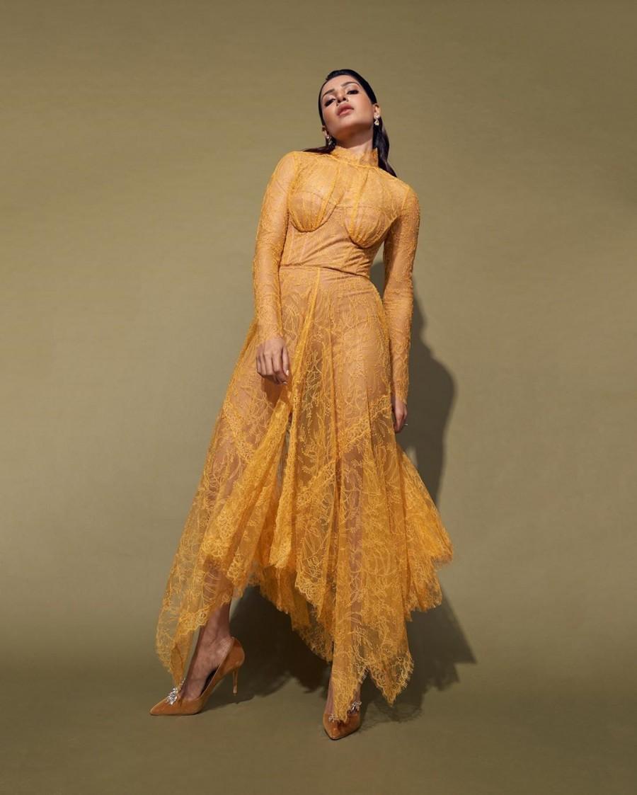 Samantha Looking Hot In Yellow See Through Dress, Image, Gallery