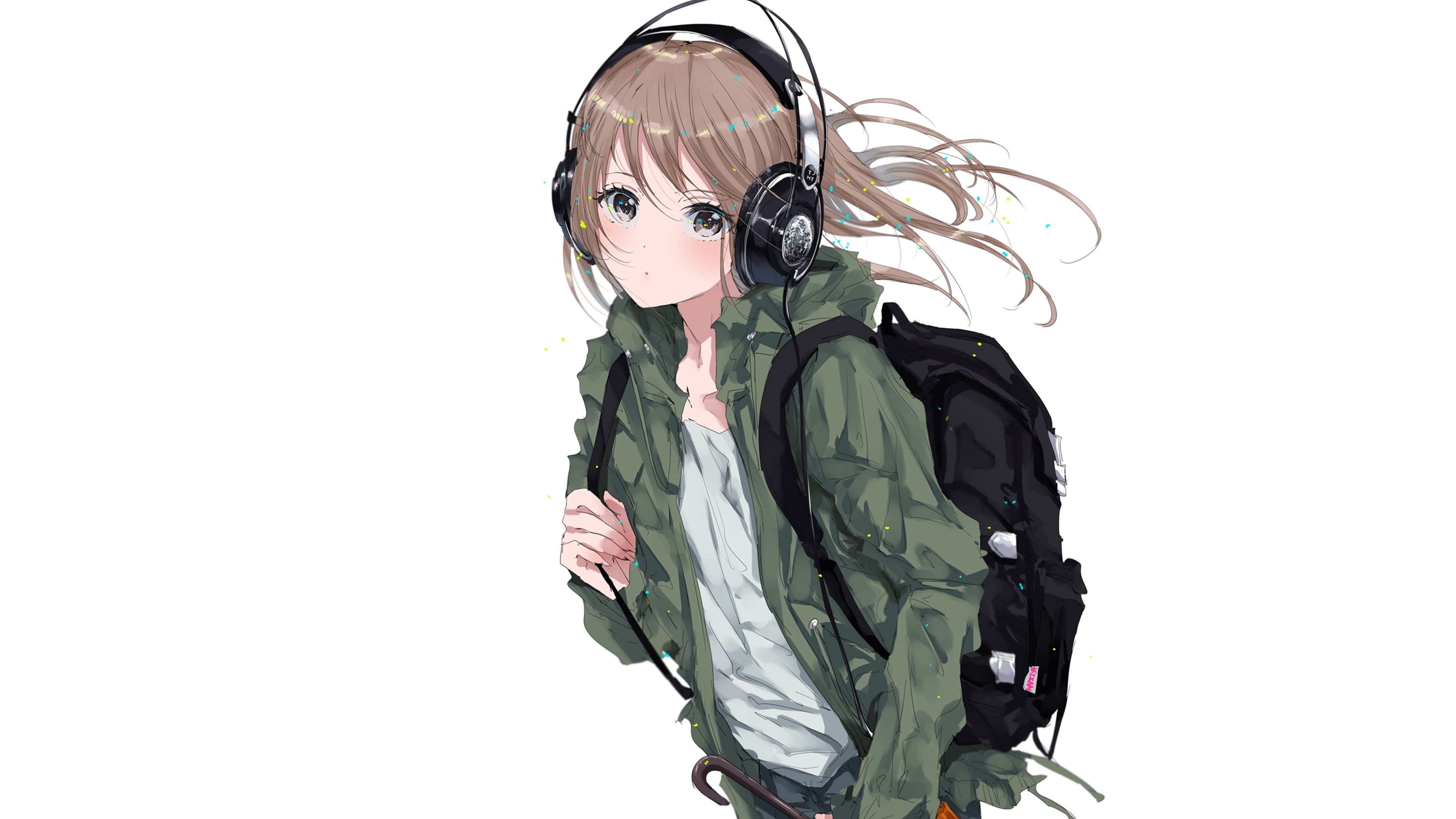 Download 3840x2160 wallpaper original, anime girl, bag, headphone, walk, 4k, uhd 16: widescreen, 3840x2160 HD image, background, 8442