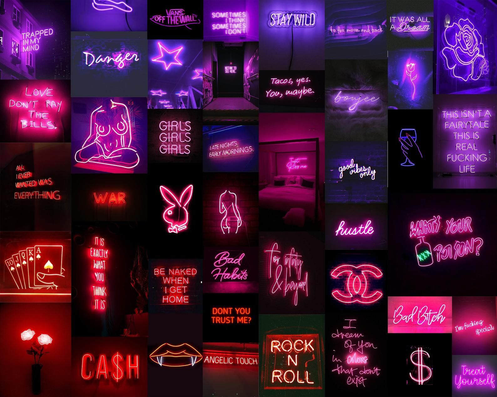 Queen Neon (Red, Pink, Purple) Aesthetic Collage Kit (45 Image + 15 Secret for free <3). Purple wallpaper iphone, Wallpaper iphone neon, Purple aesthetic