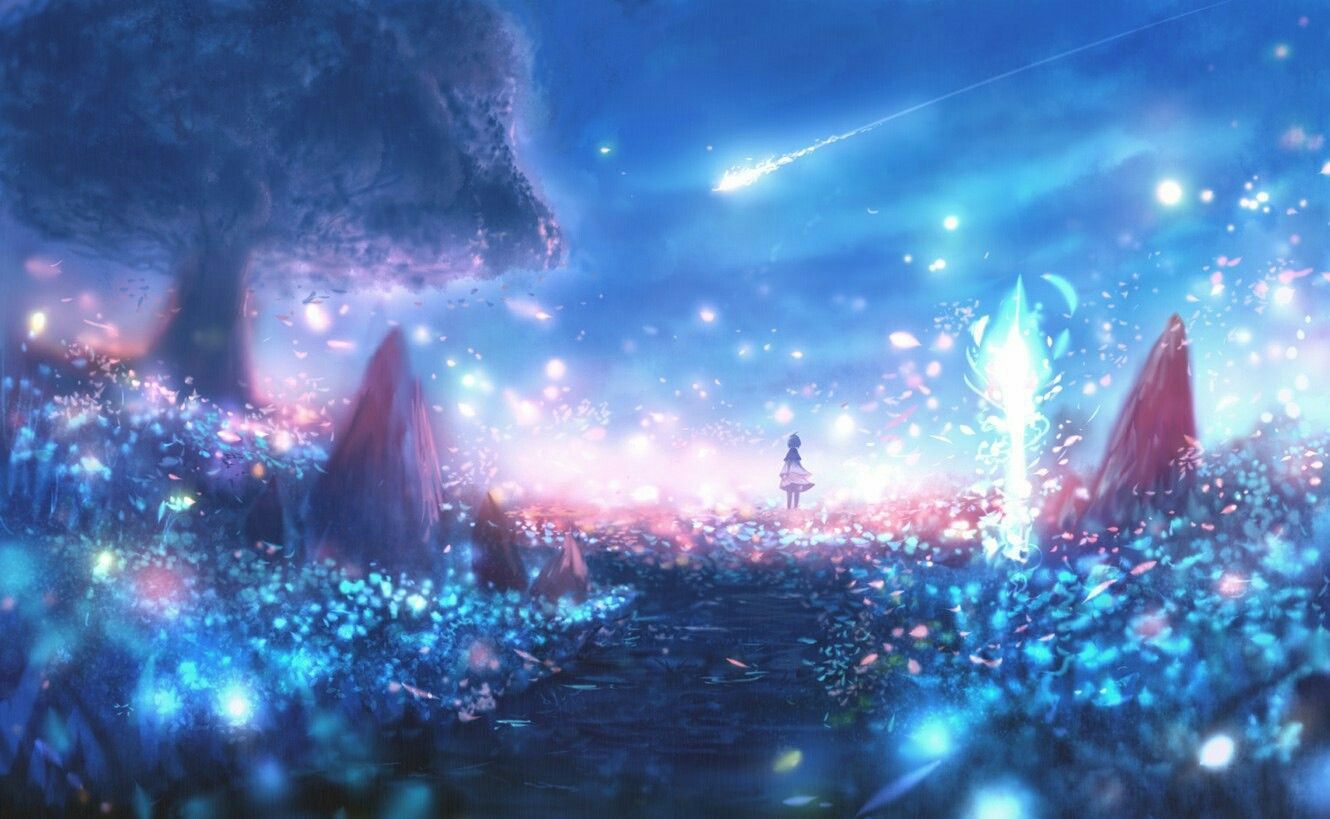Night Beautiful Anime Background
