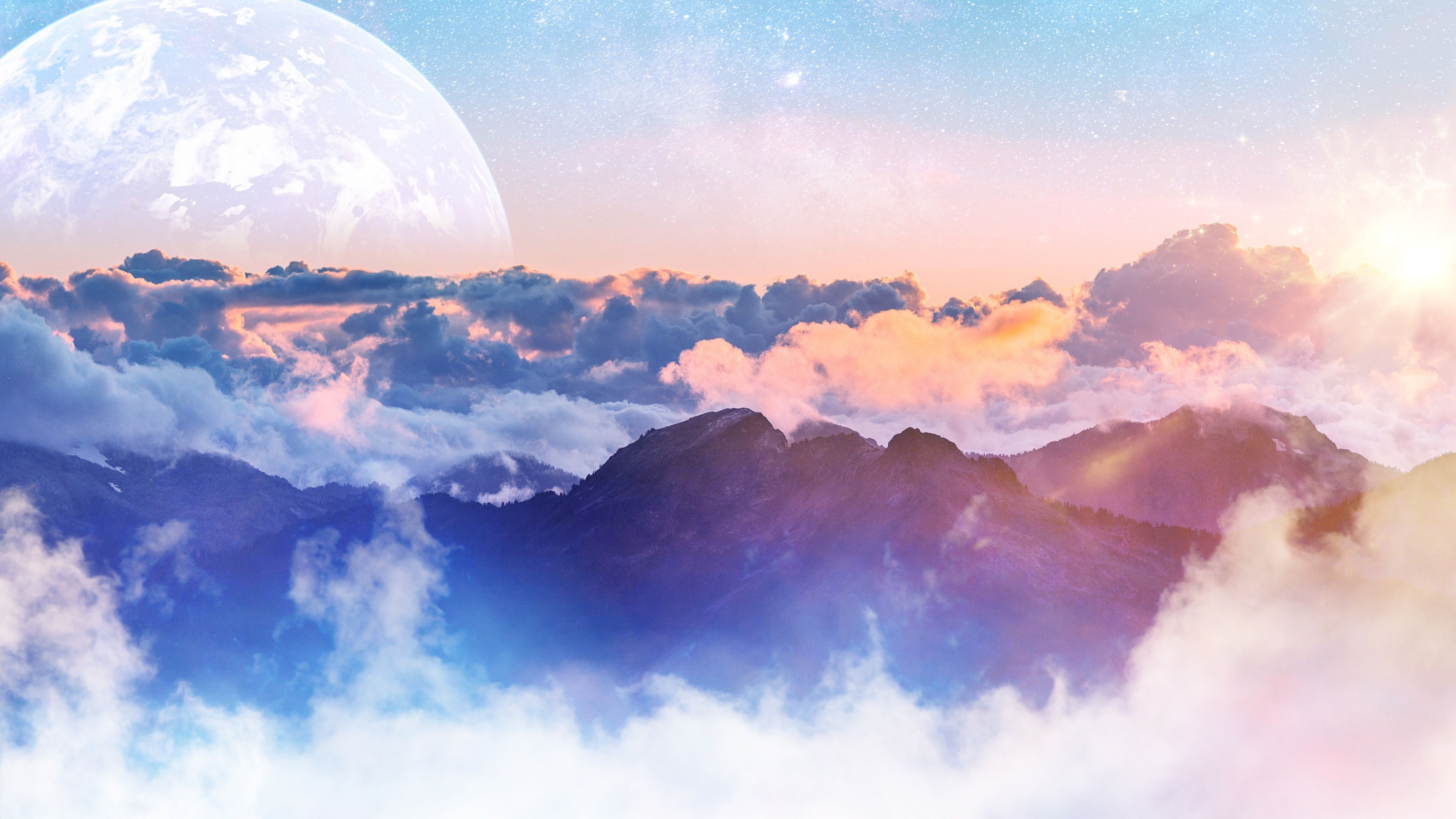 Artistic #Mountain #Minimalist #Moon #Nature #Night #4K #wallpaper