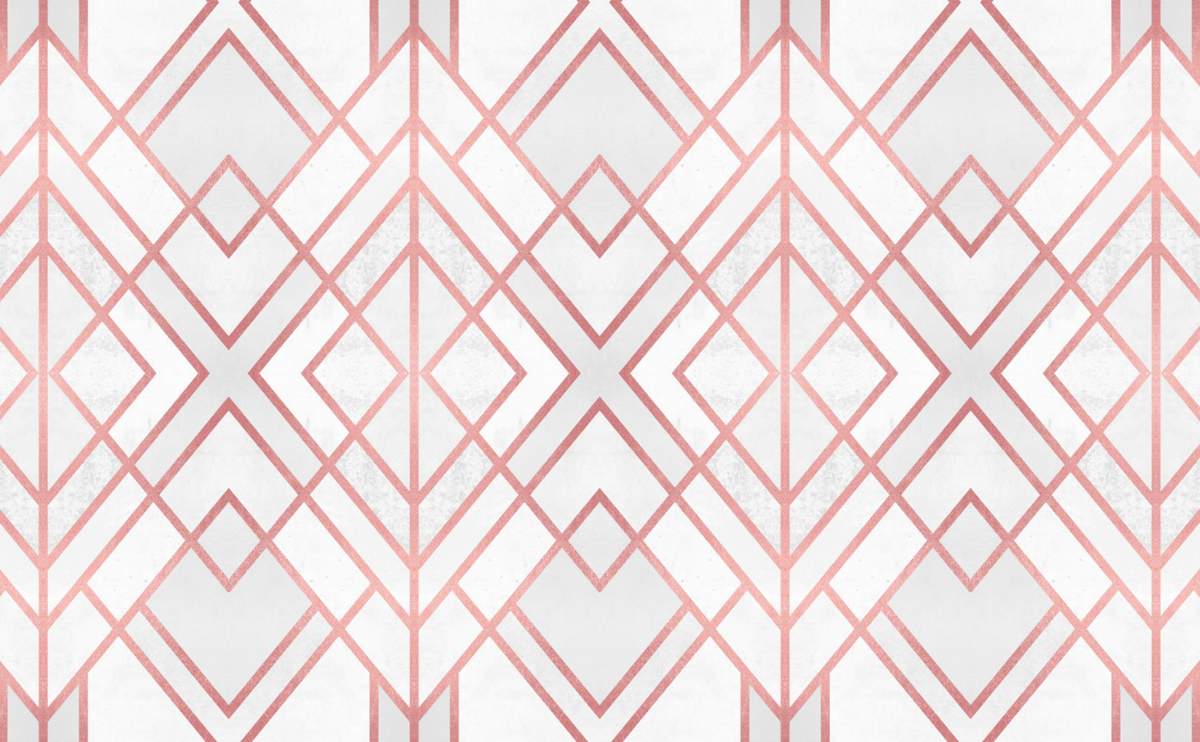 Art Deco Diamond Pattern Wallpaper for Walls. Rose Gold Geo