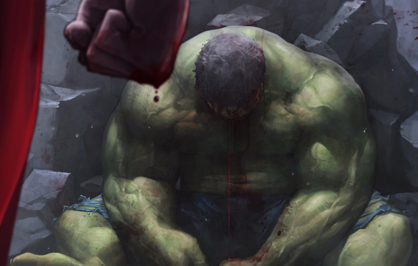Wallpaper Blood, Hulk, Art, SuperMan, Marvel, Fist, JeeHyung lee image for desktop, section фантастика