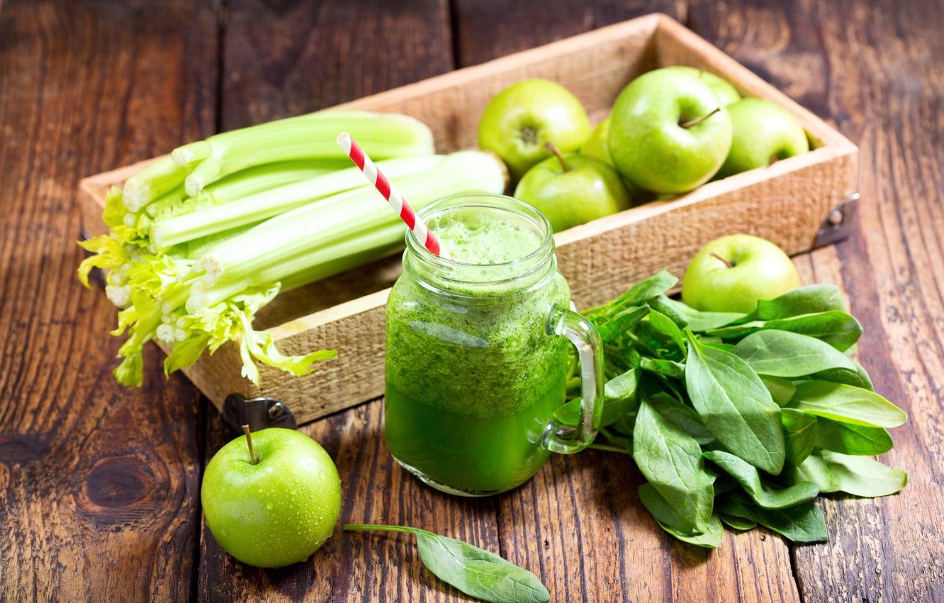 Wallpaper apples, apple, juice, mug, drink, fresh, fresh, drink, celery, spinach, spinach, celery, Nitr image for desktop, section еда