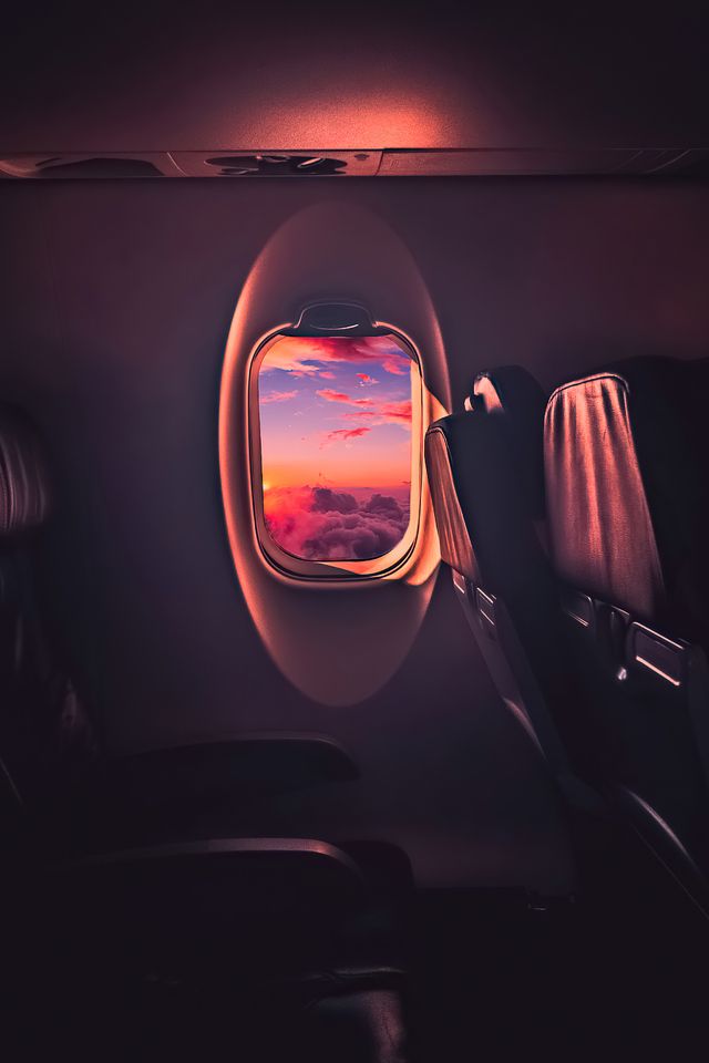 Beautiful Sunset Through Airplane Window iPhone 4, iPhone 4S HD 4k Wallpaper, Image, Background, Photo and Picture