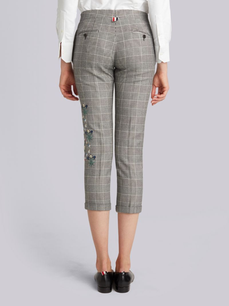 Lowrise Skinny Trouser With Floral Wallpaper Embroidery In Prince Of Wales Heavy Wool. Thom Browne Official